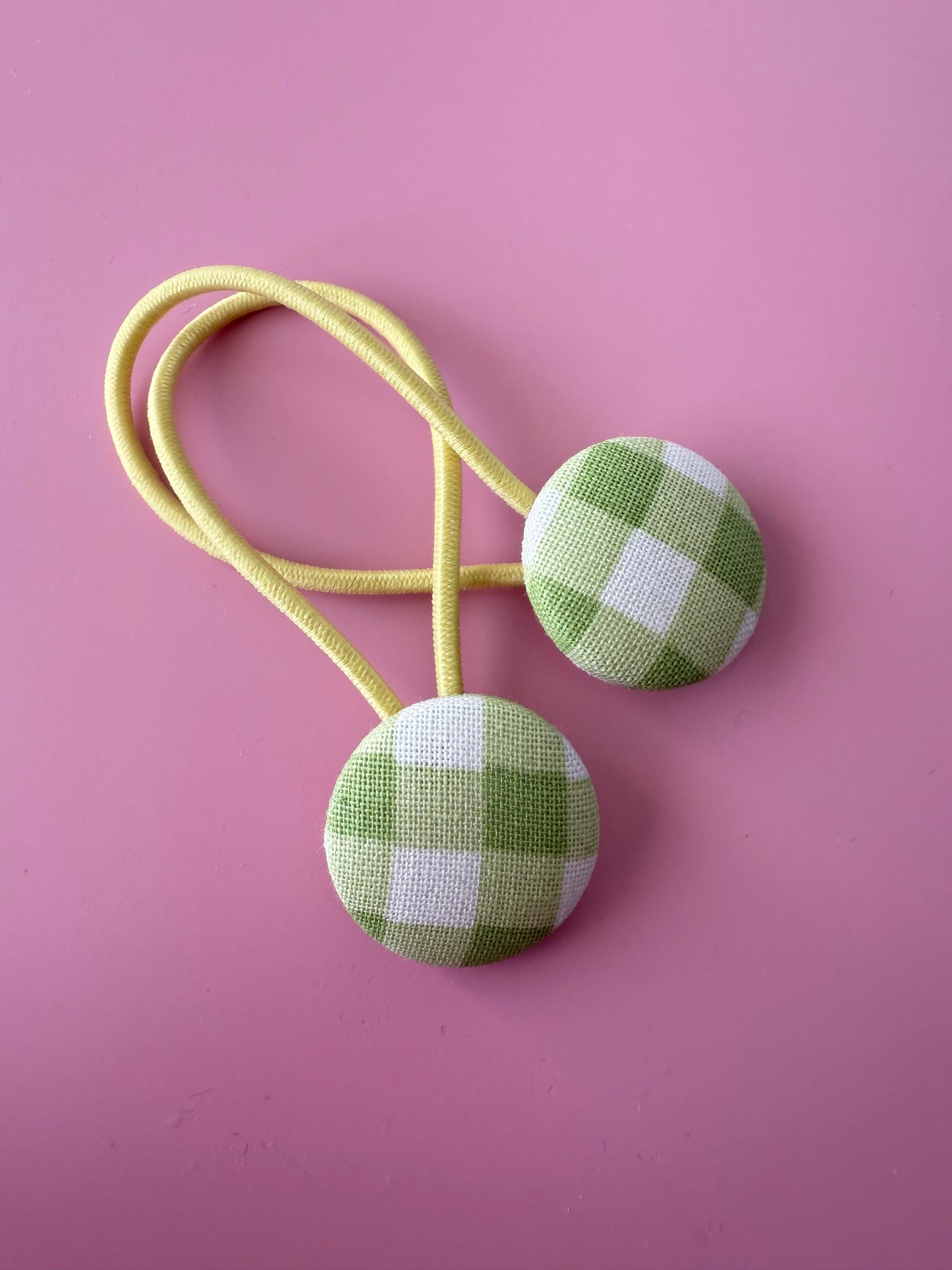 Gingham Fabric Button Bobbles