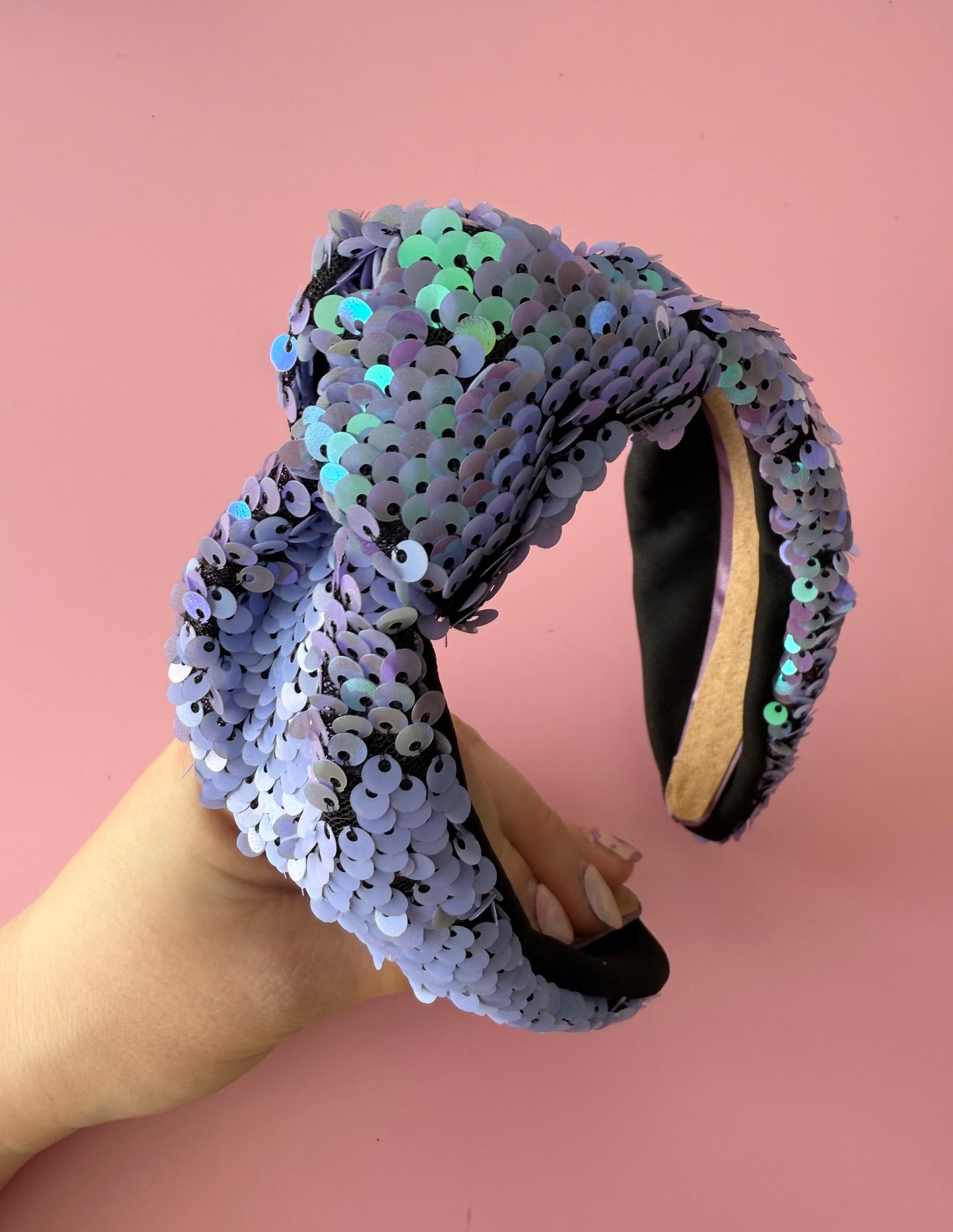 Lilac Sequin Knot Headband
