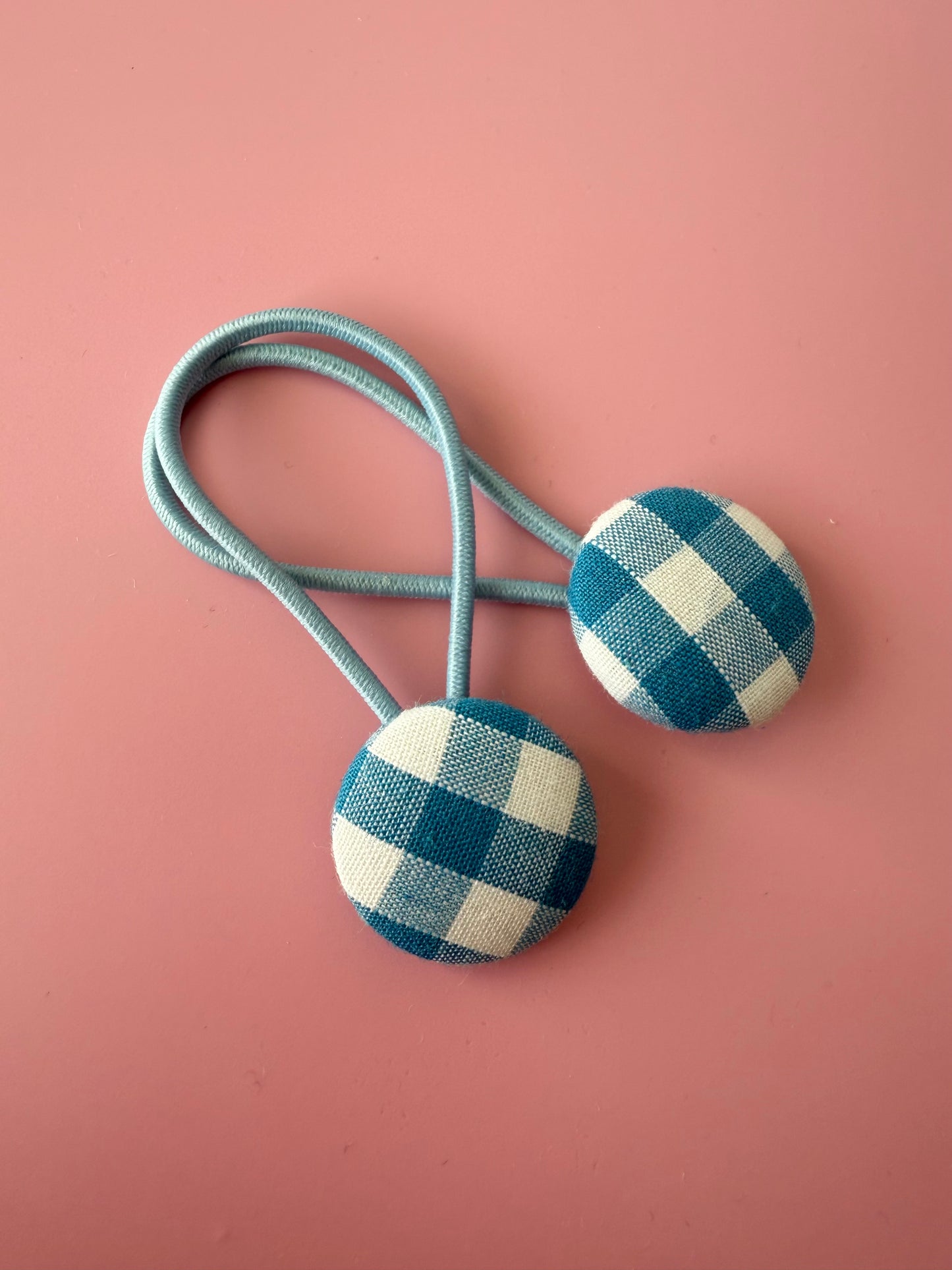 Gingham Fabric Button Bobbles