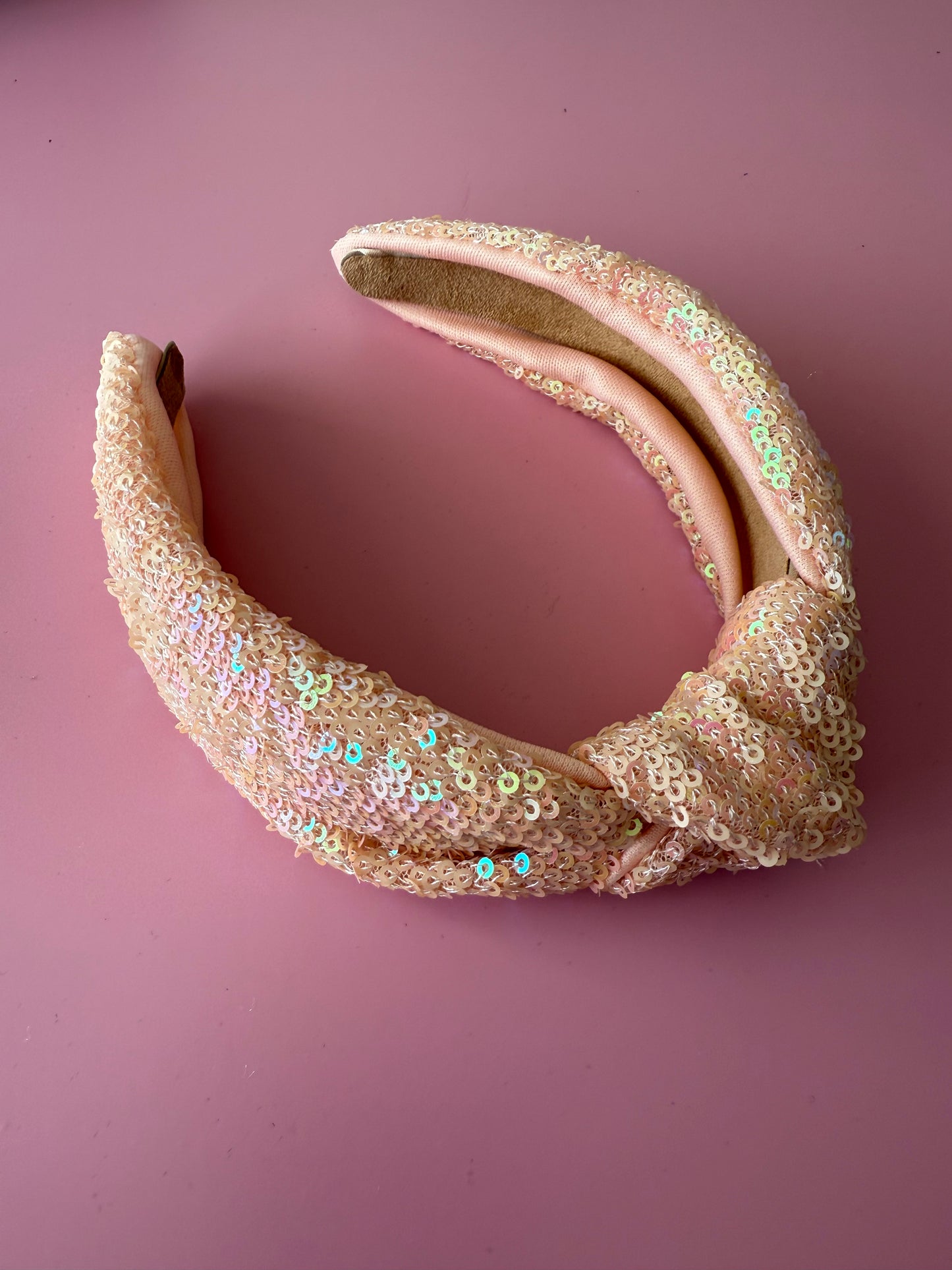 Peach Sequin Knot Headband
