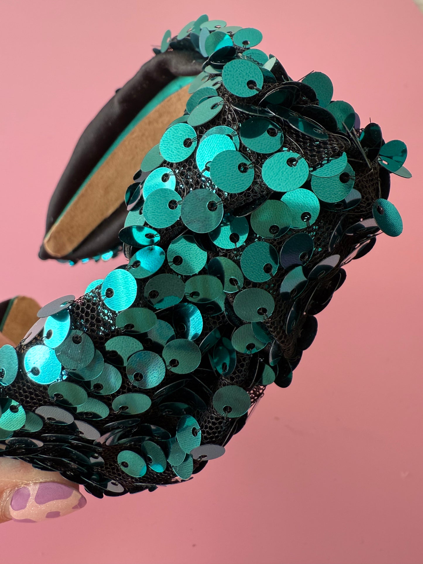 Turquoise Sequin Knot Headband
