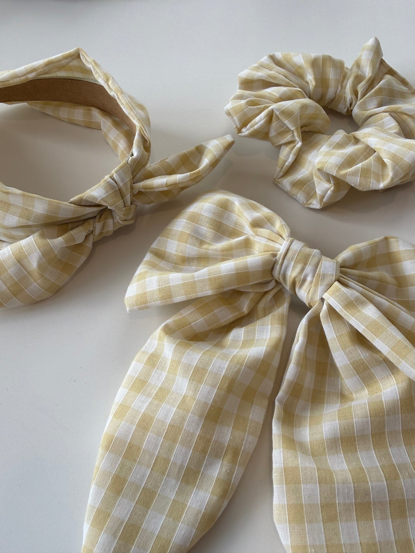 Butter Yellow Gingham Hair Bow Clip – Handmade & One of a Kind