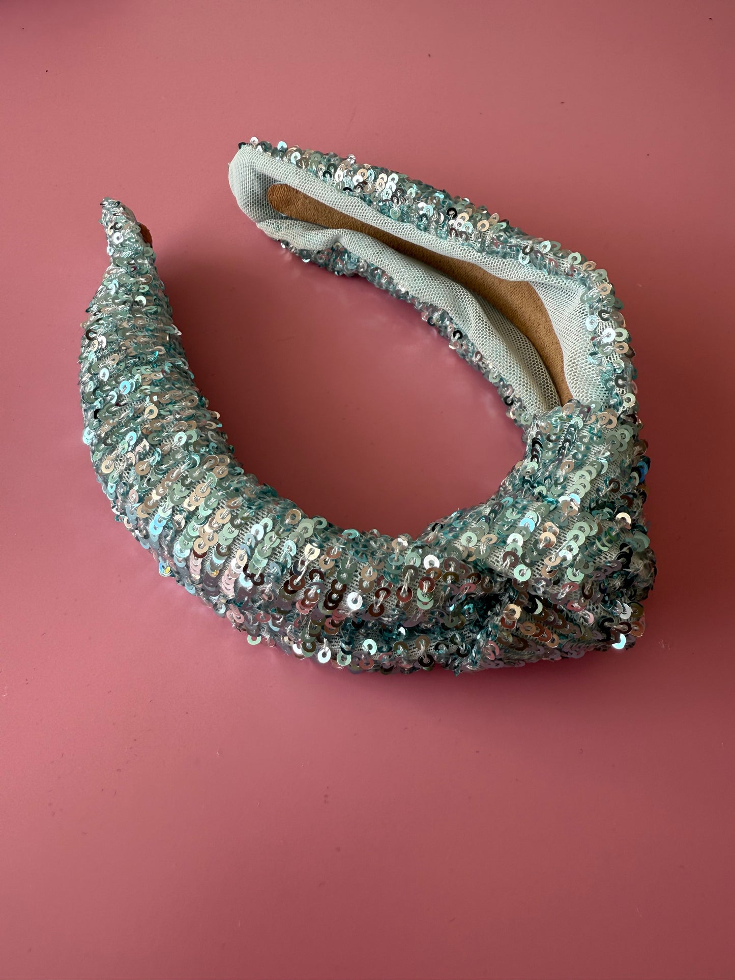 Ice Blue Sequin Knot Headband