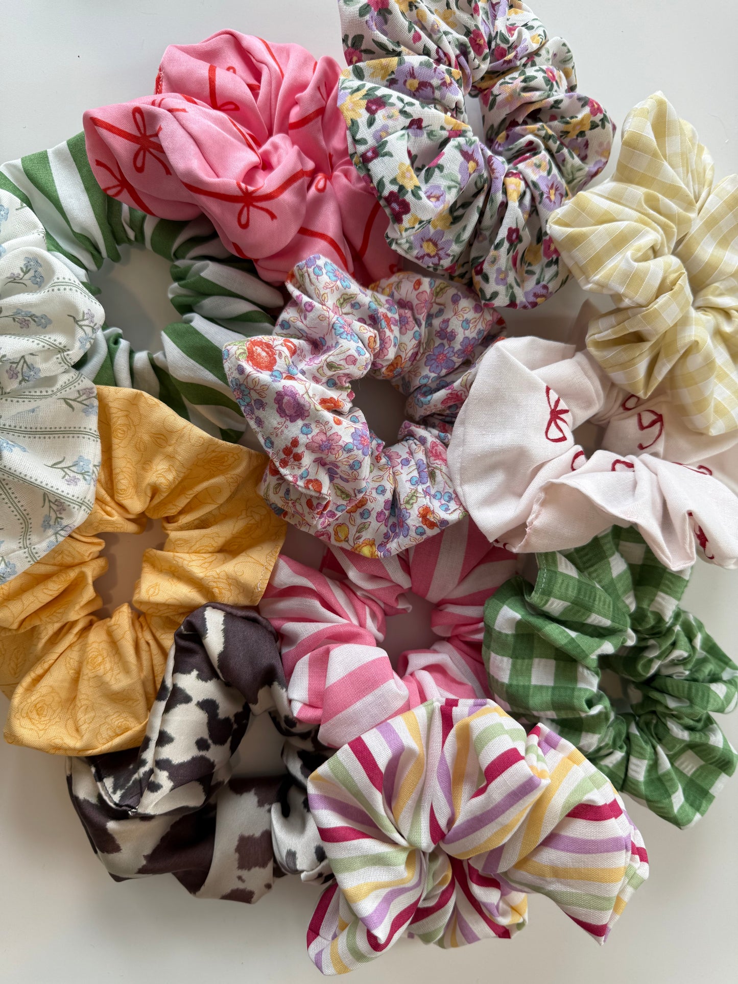 Boho Textures Green Gingham Hair Scrunchie – Handmade