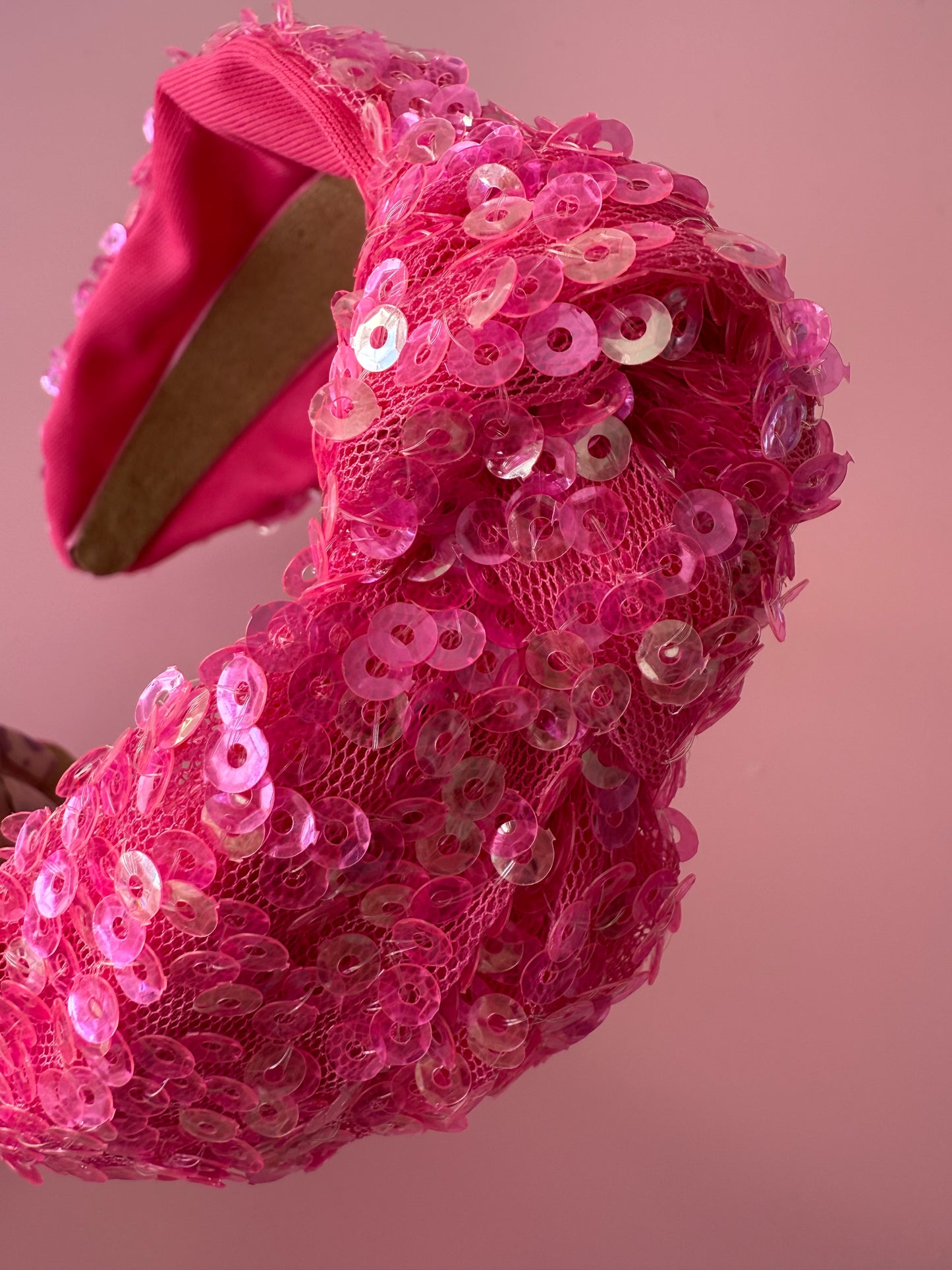 Bright Pink Sequin Knot Headband