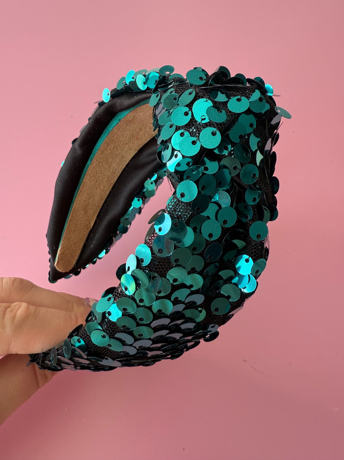 Turquoise Sequin Knot Headband