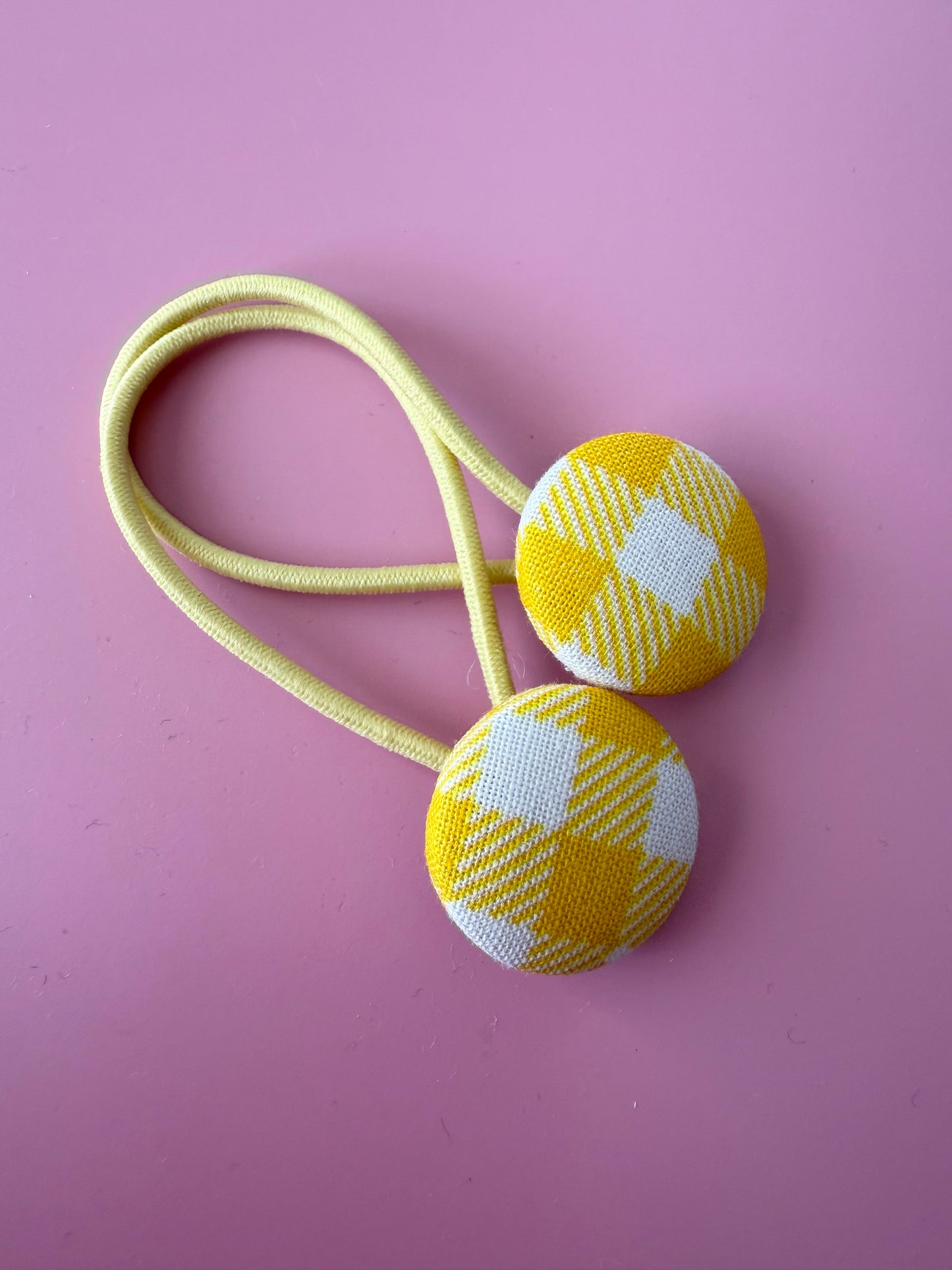Gingham Fabric Button Bobbles