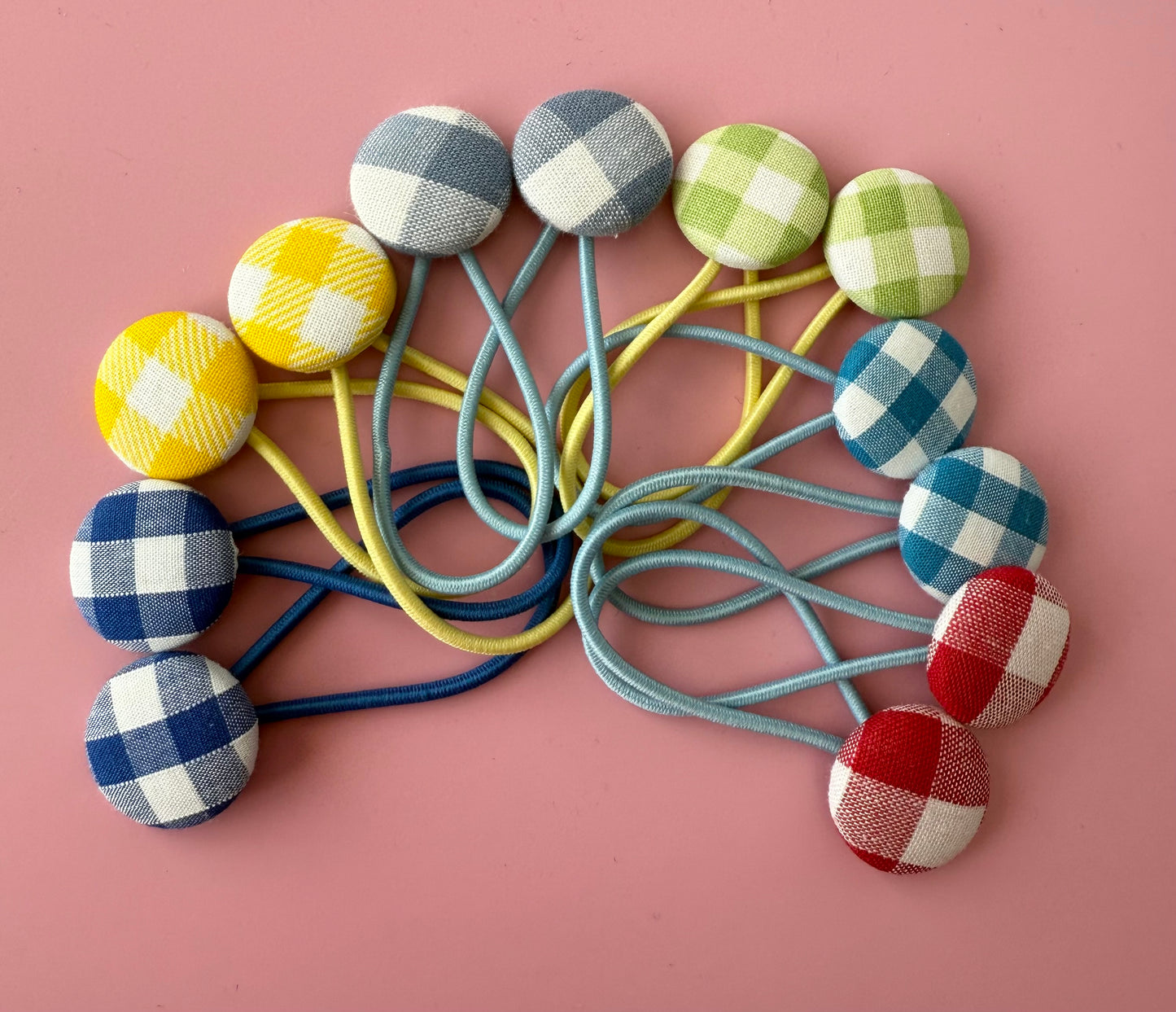 Gingham Fabric Button Bobbles
