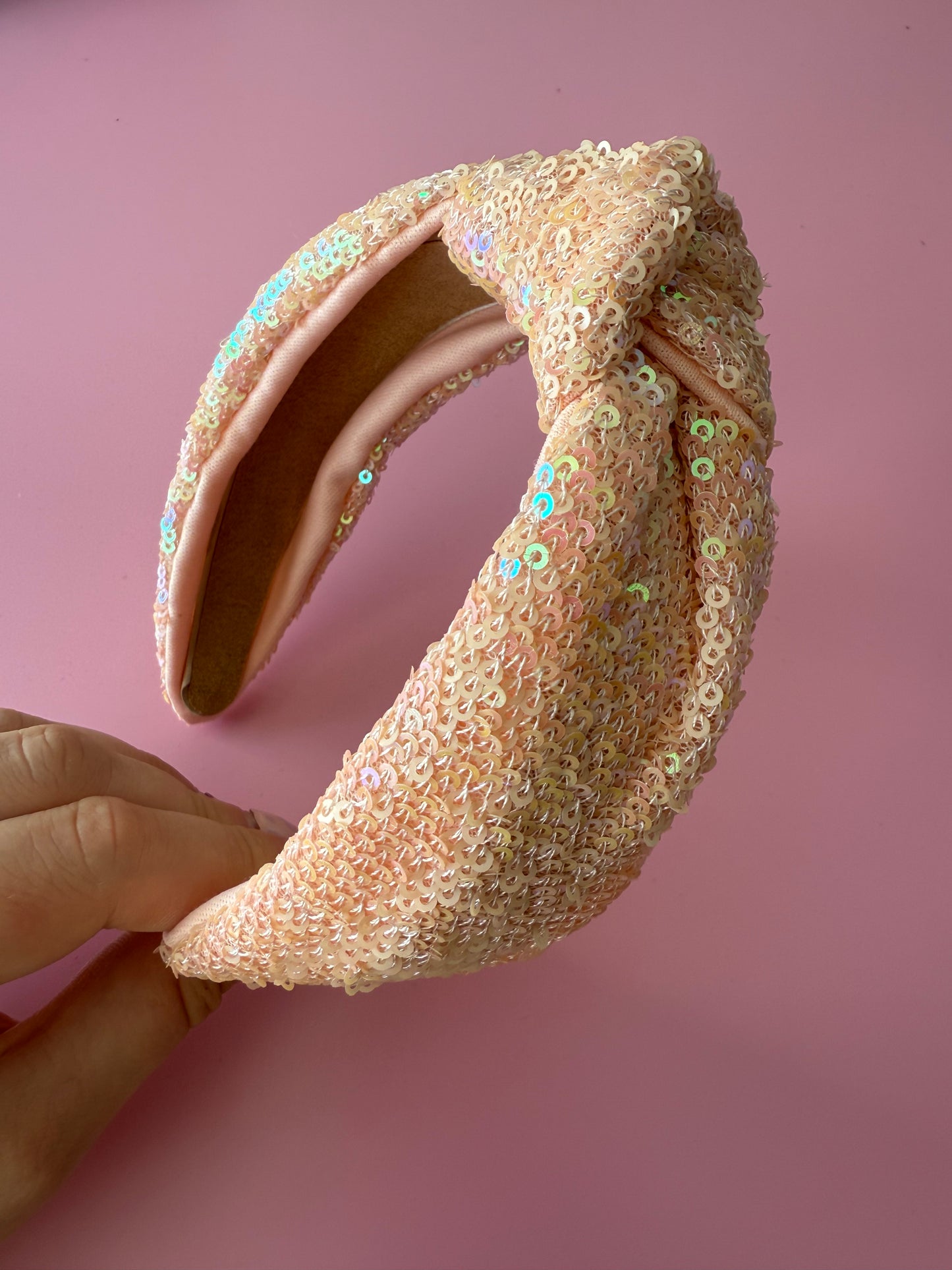 Peach Sequin Knot Headband