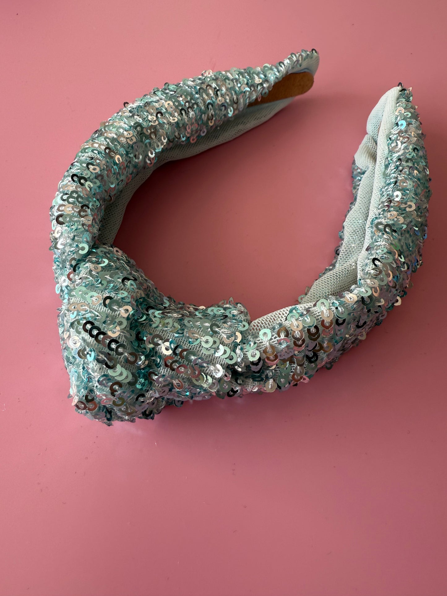 Ice Blue Sequin Knot Headband
