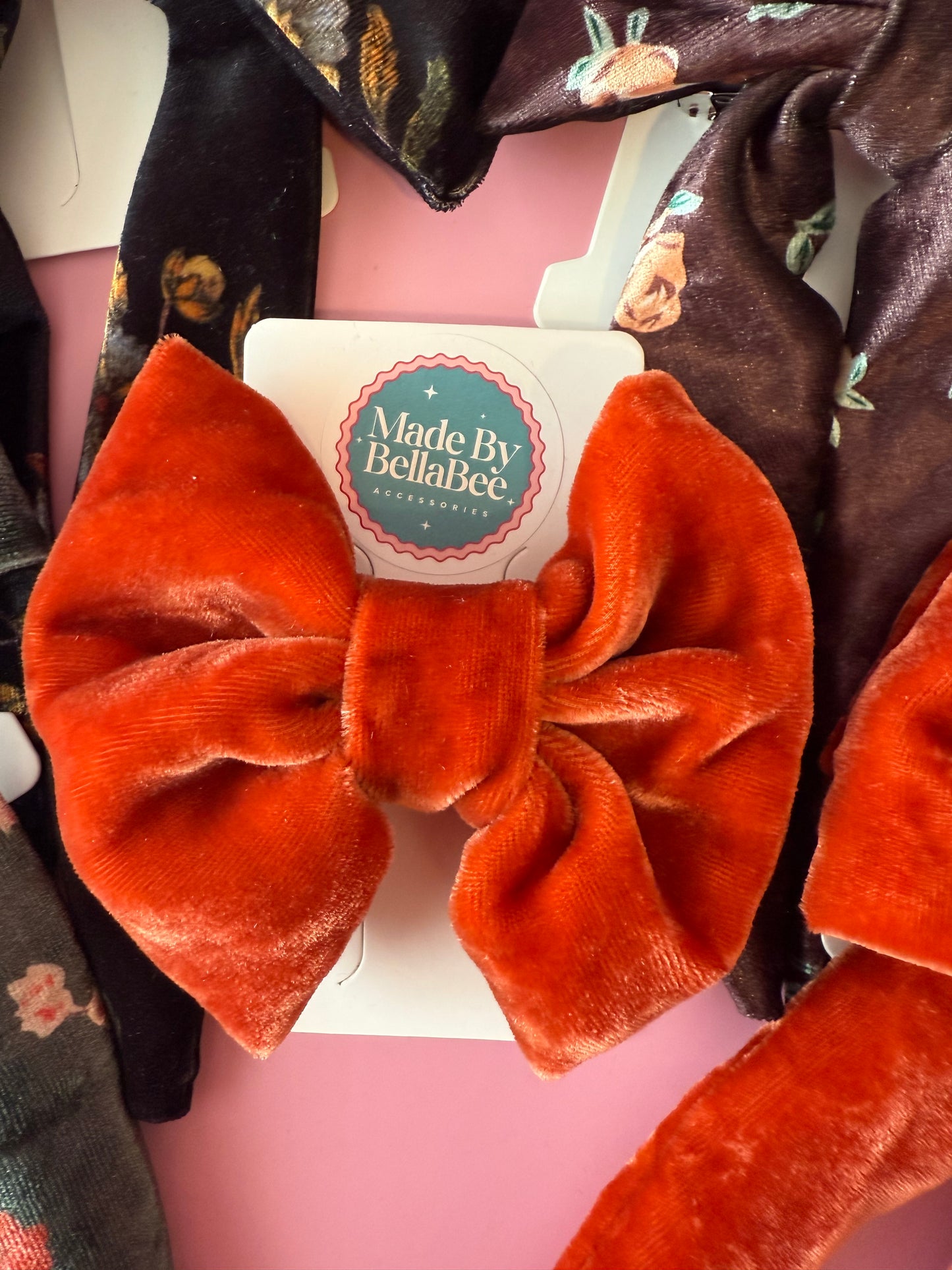 Autumn Velvet Bow Clip
