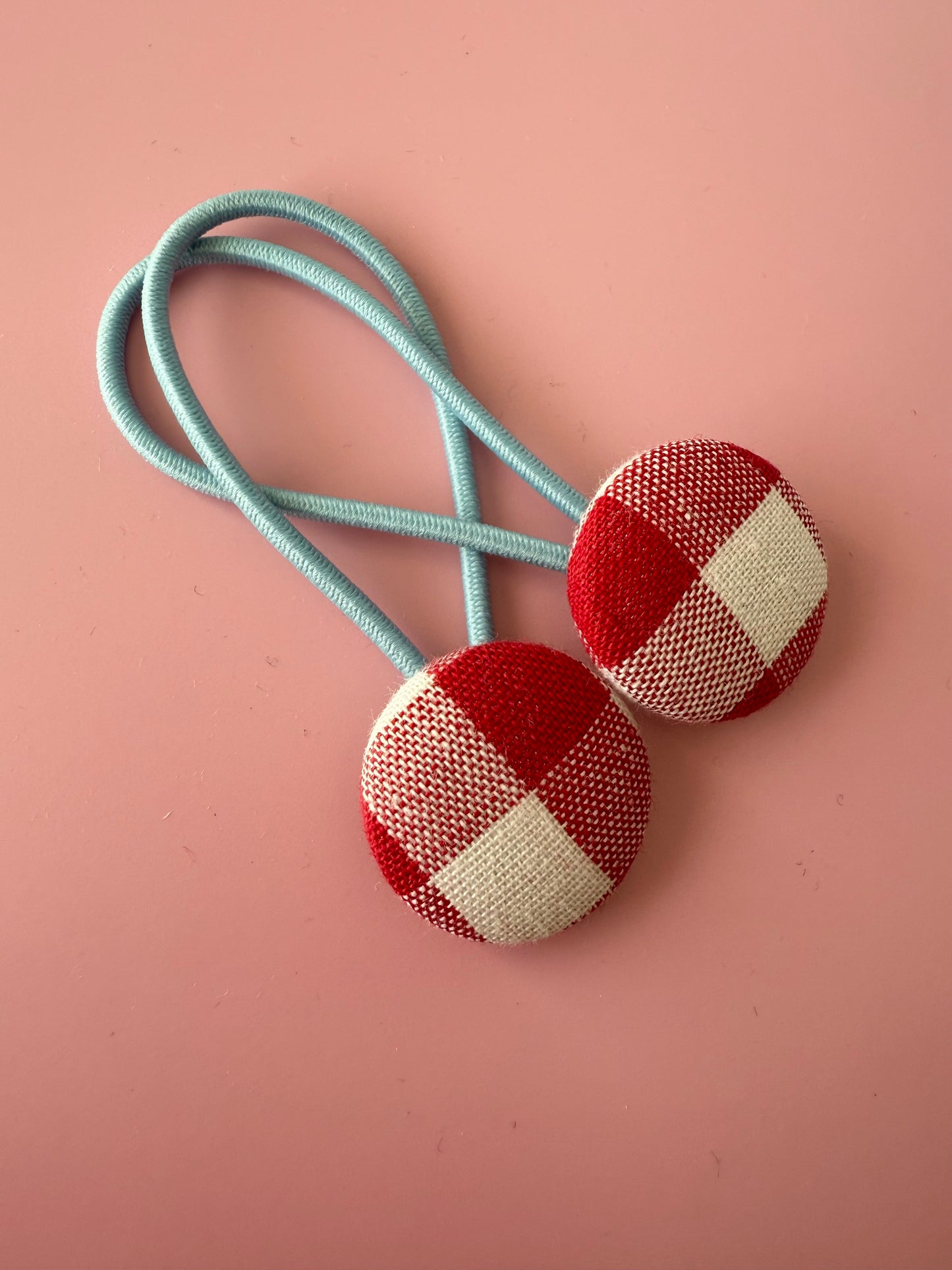 Gingham Fabric Button Bobbles