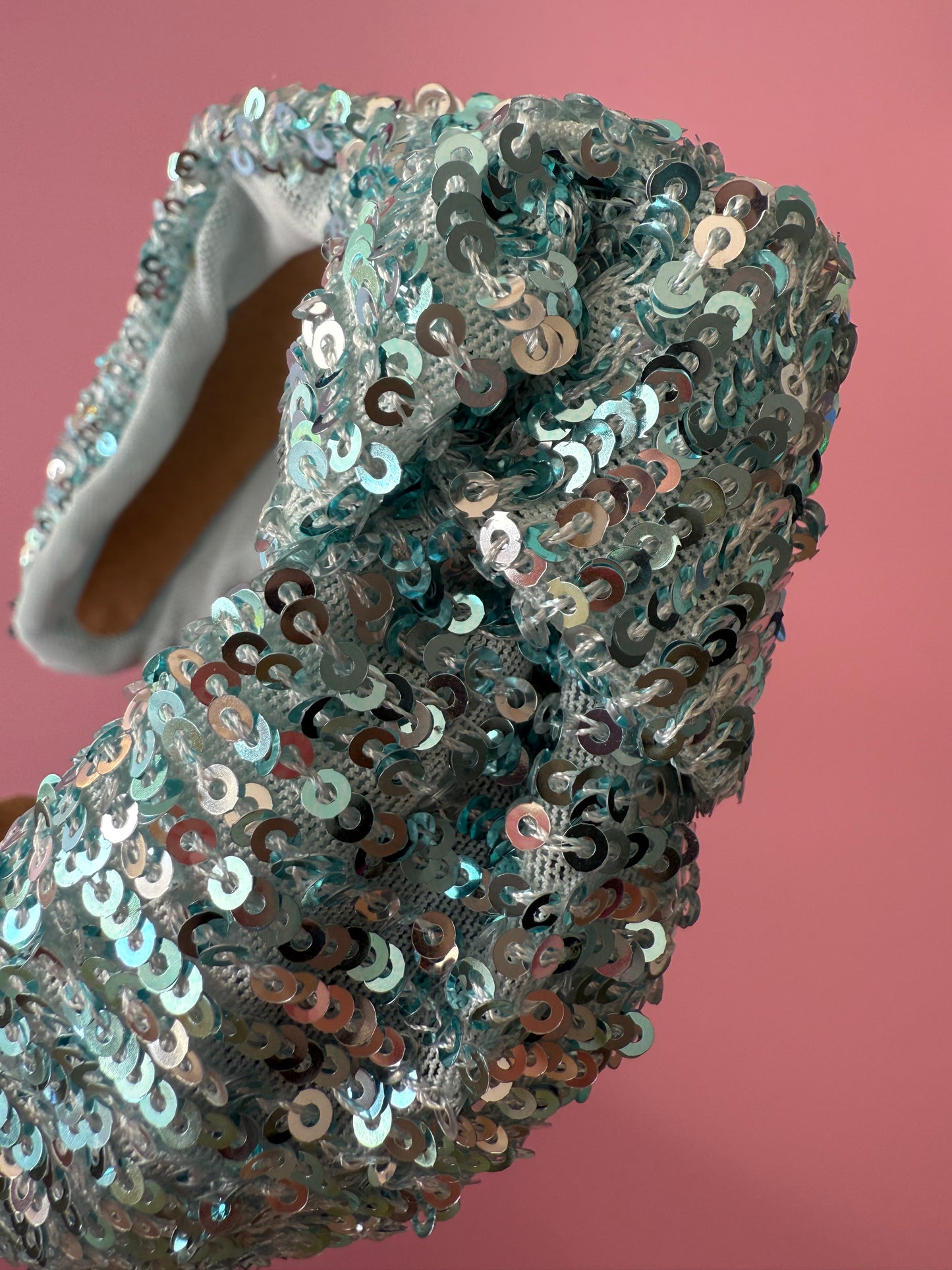 Ice Blue Sequin Knot Headband