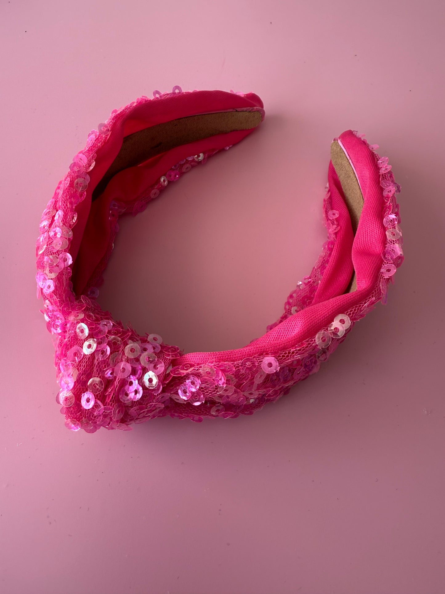 Bright Pink Sequin Knot Headband