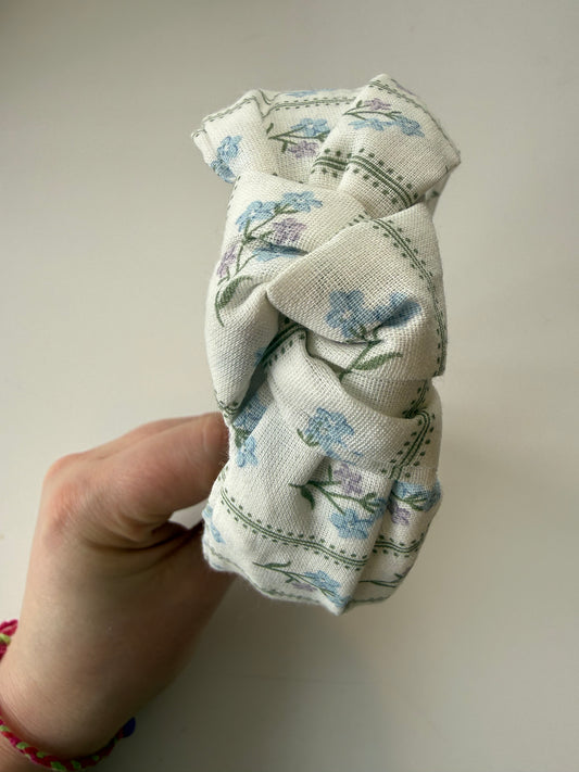 Boho Knotted Headband – Floral Stripe