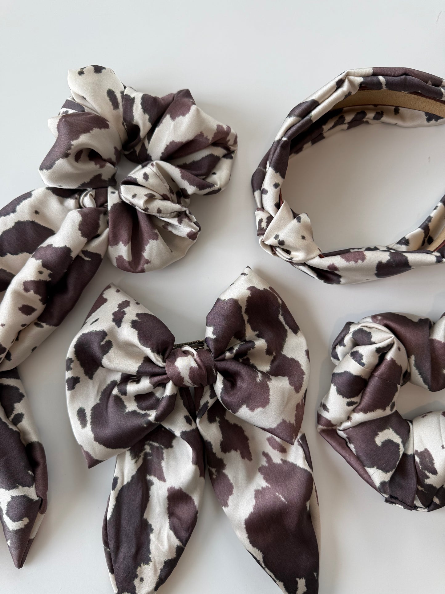 Cow Print Scarf Scrunchie – Handmade & One of a Kind