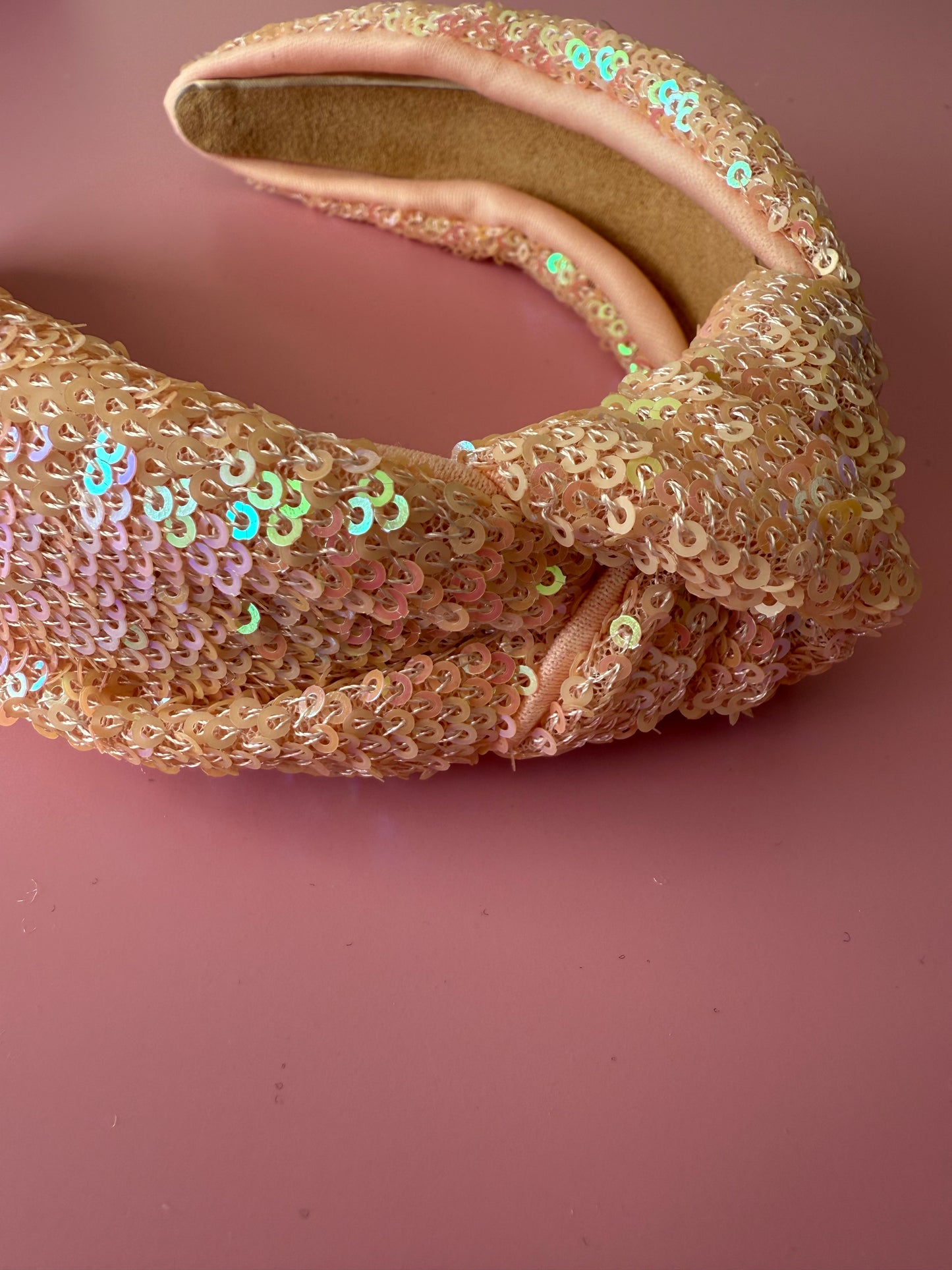 Peach Sequin Knot Headband
