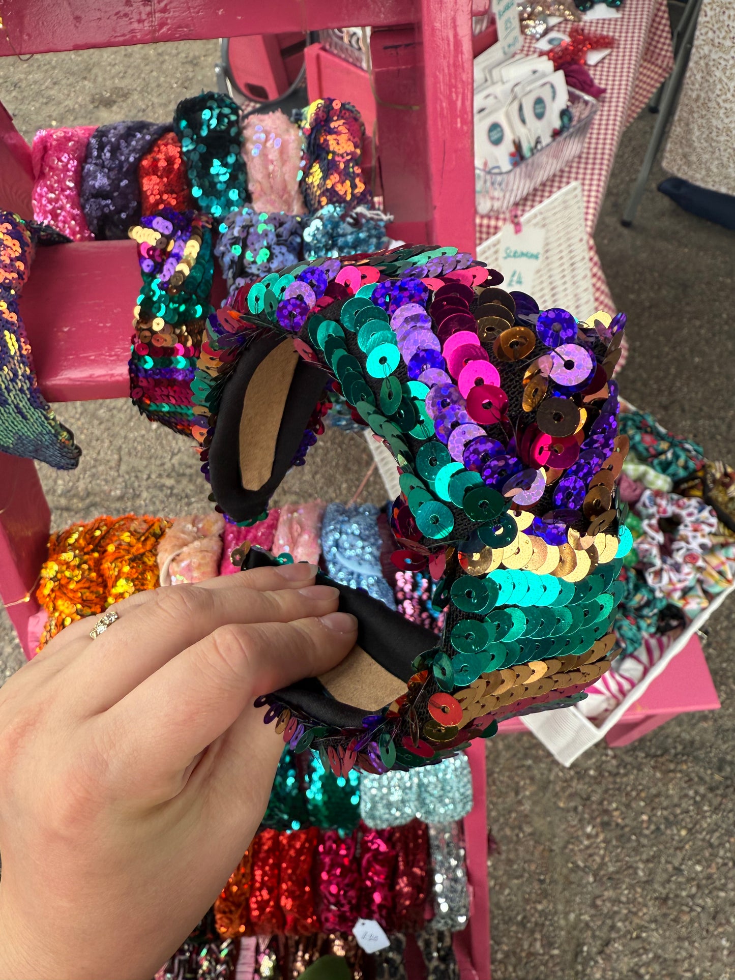Multi Stripe Sequin Knot Headband