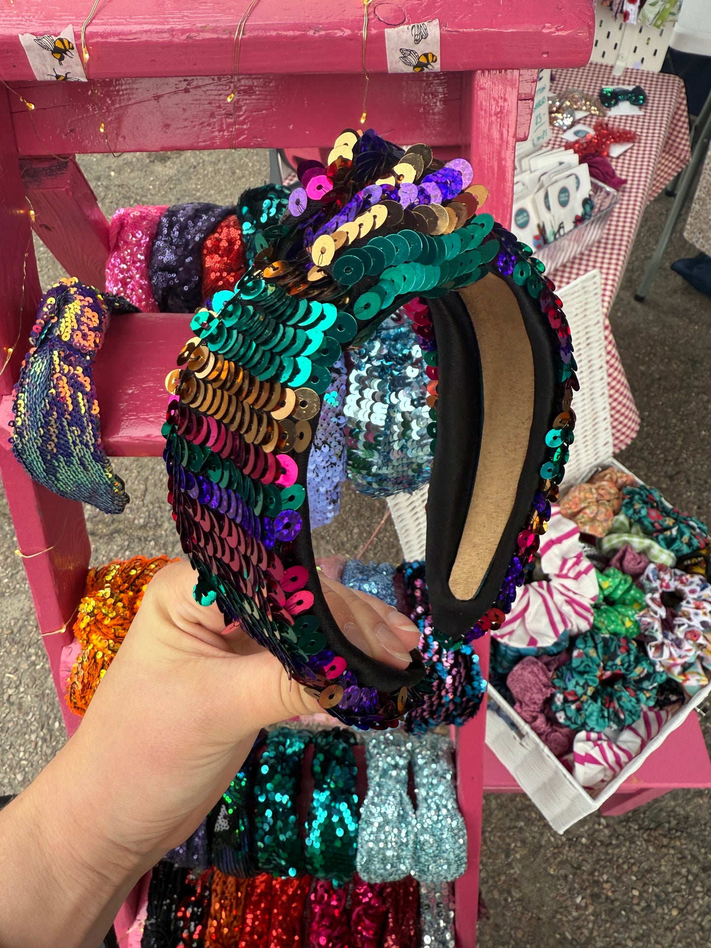 Multi Stripe Sequin Knot Headband