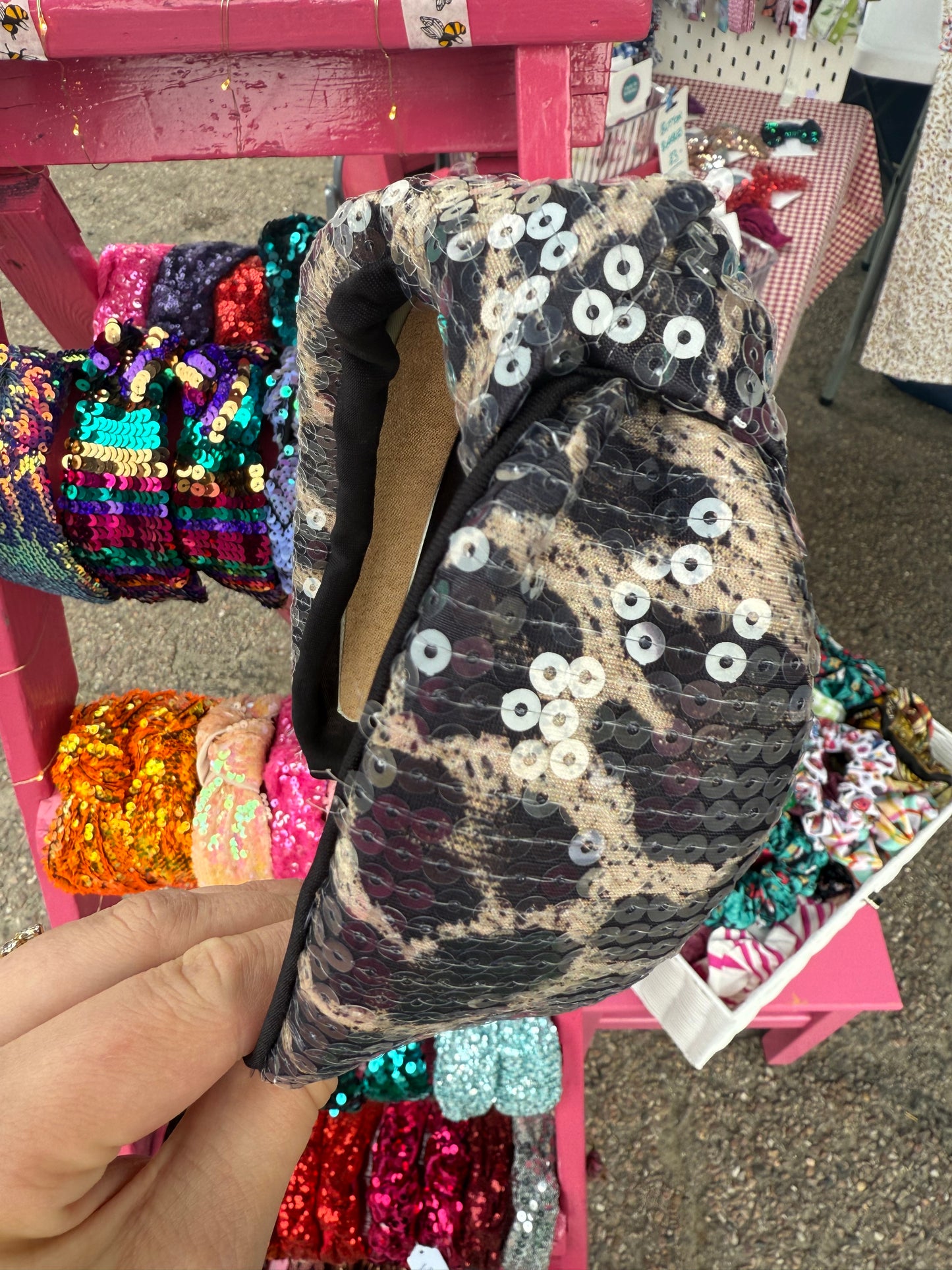 Leopard Print Sequin Knot Headband