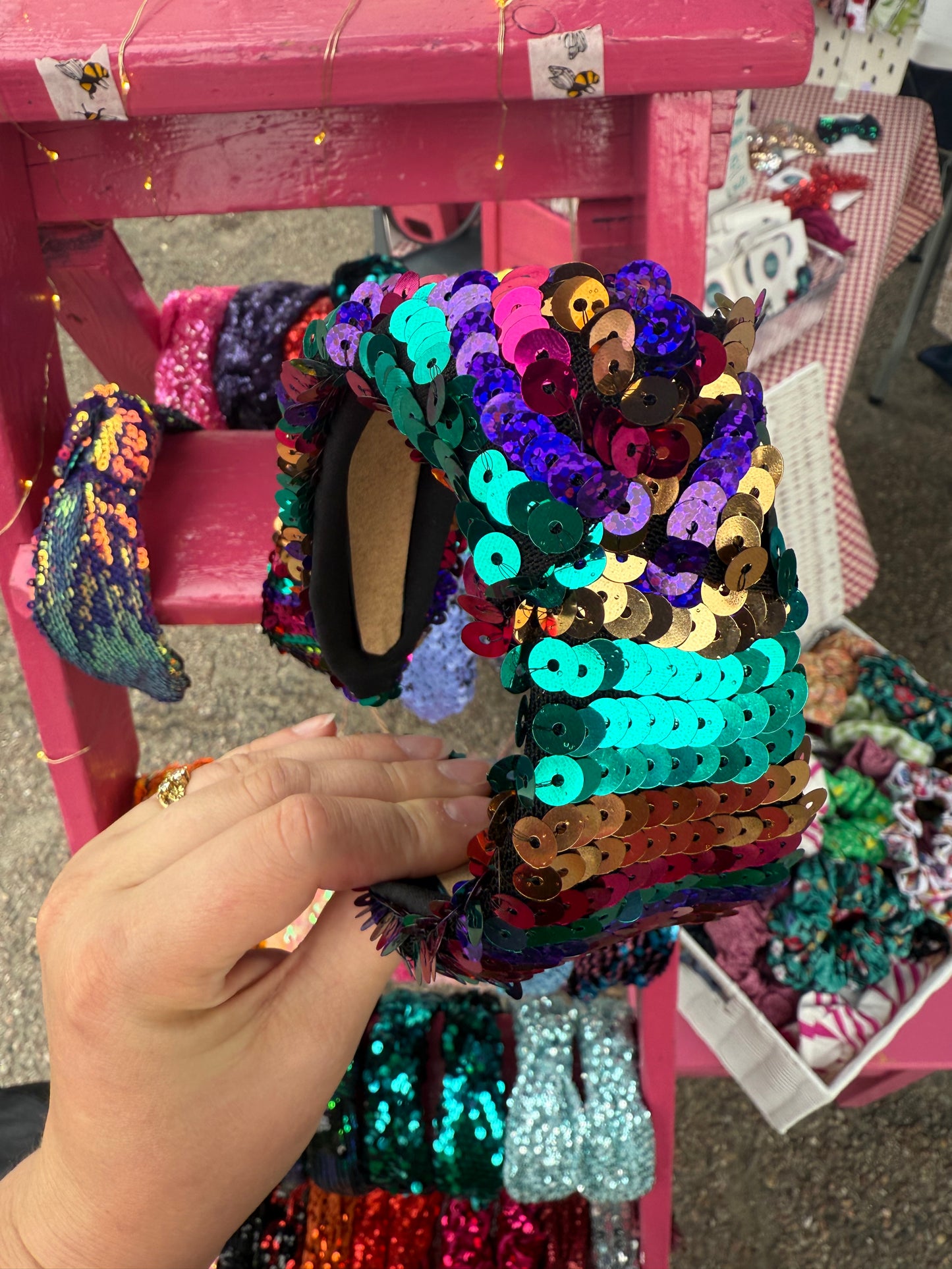 Multi Stripe Sequin Knot Headband