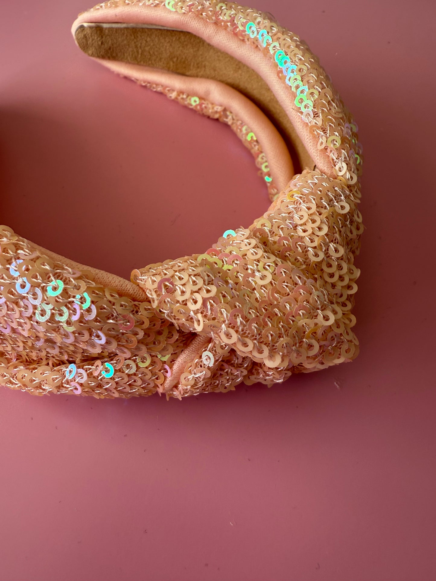 Peach Sequin Knot Headband