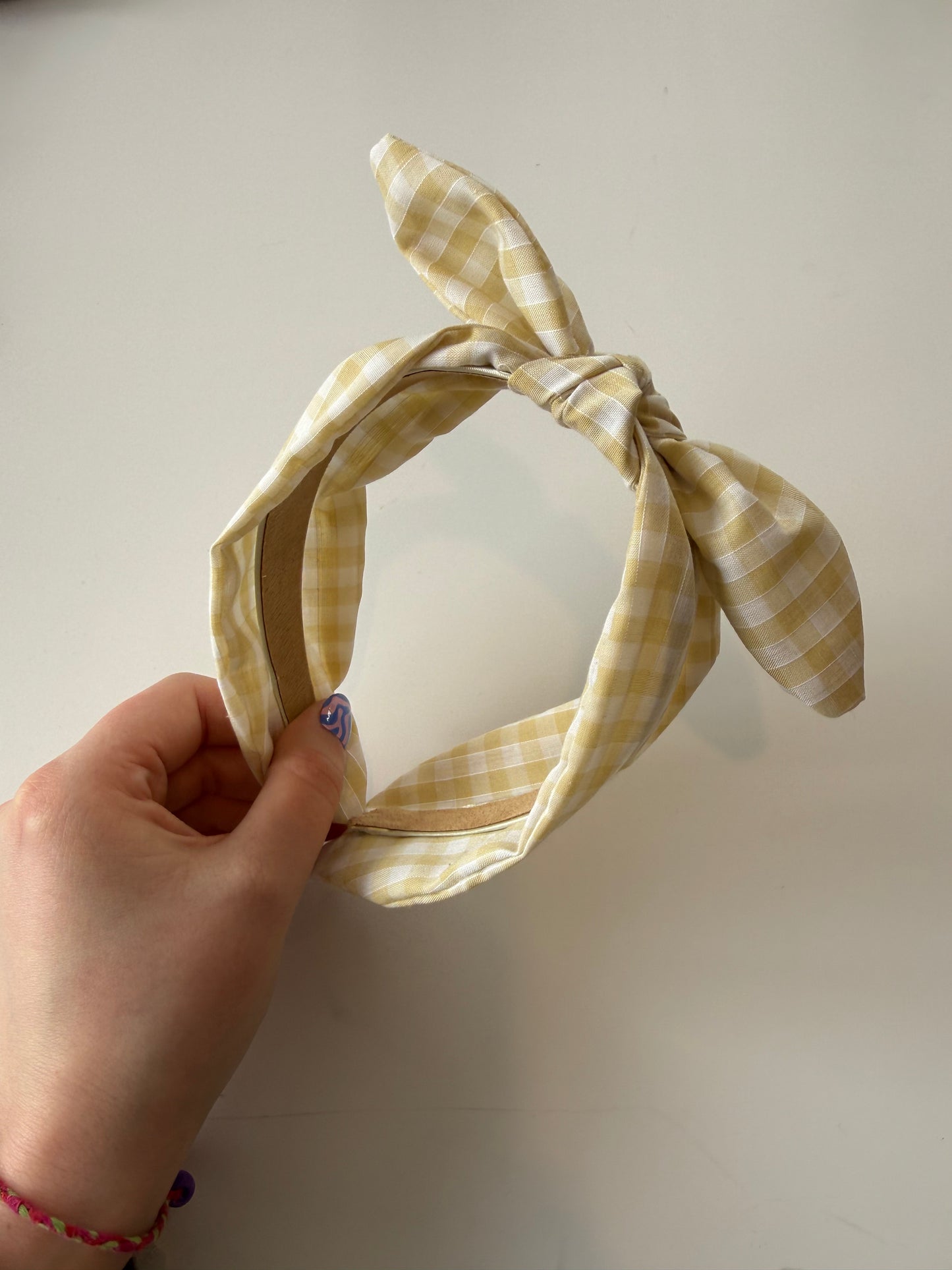Boho Bow Headband – Butter Yellow Gingham