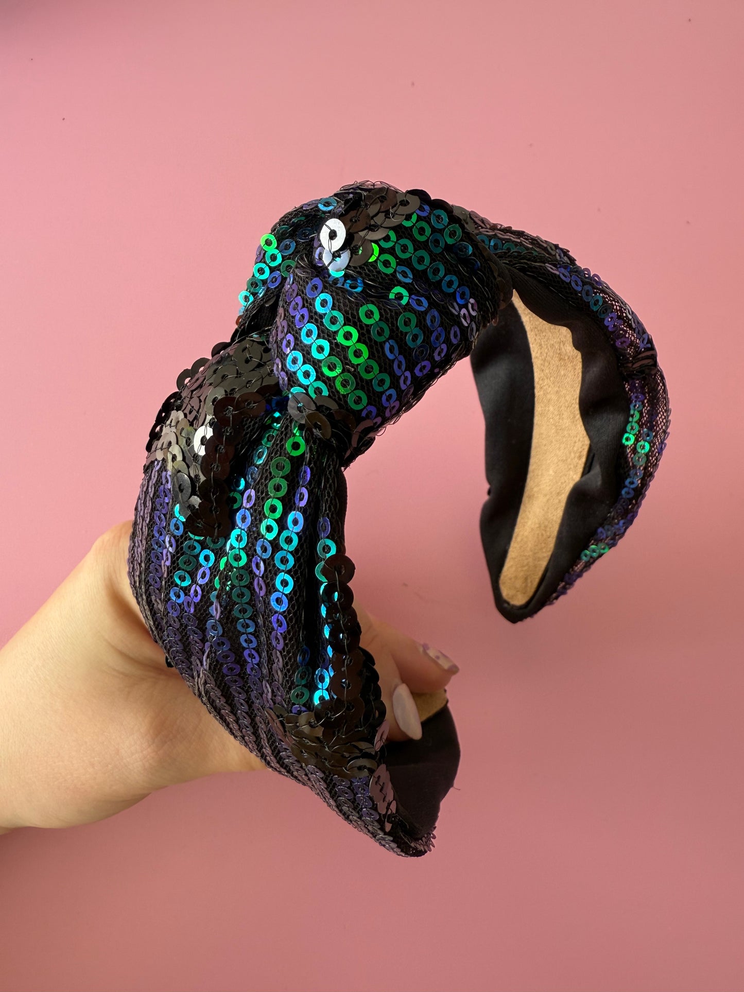 Black Star Sequin Knot Headband