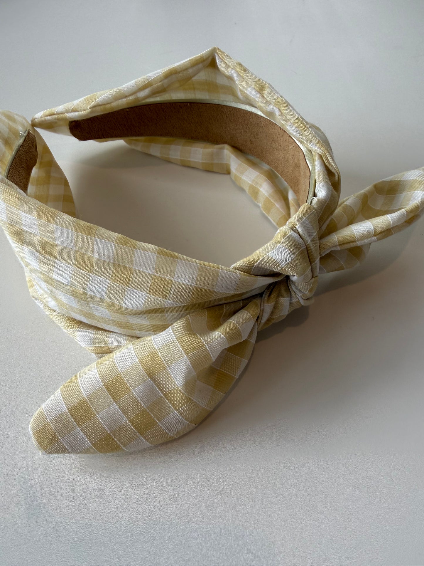 Boho Bow Headband – Butter Yellow Gingham