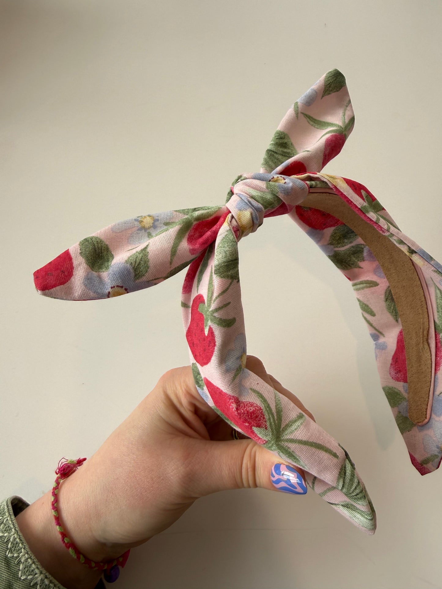 Boho Bow Headband – Strawberry Floral
