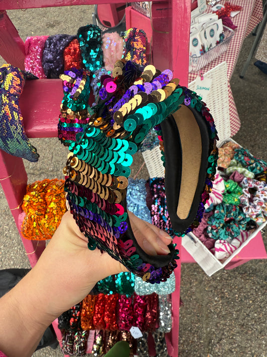 Multi Stripe Sequin Knot Headband