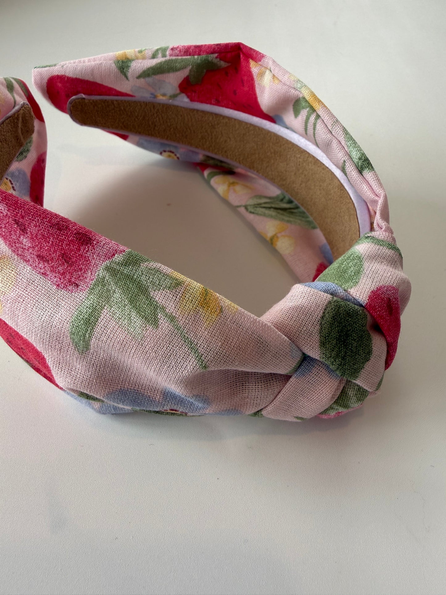 Boho Knotted Headband – Strawberry Floral