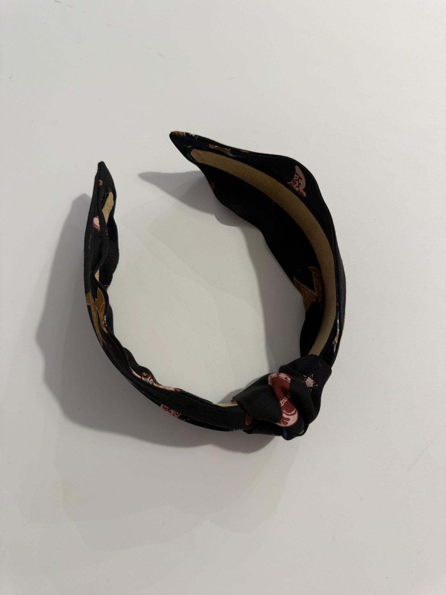 Boho Upcycled Knotted Headband – Cowboy Boot