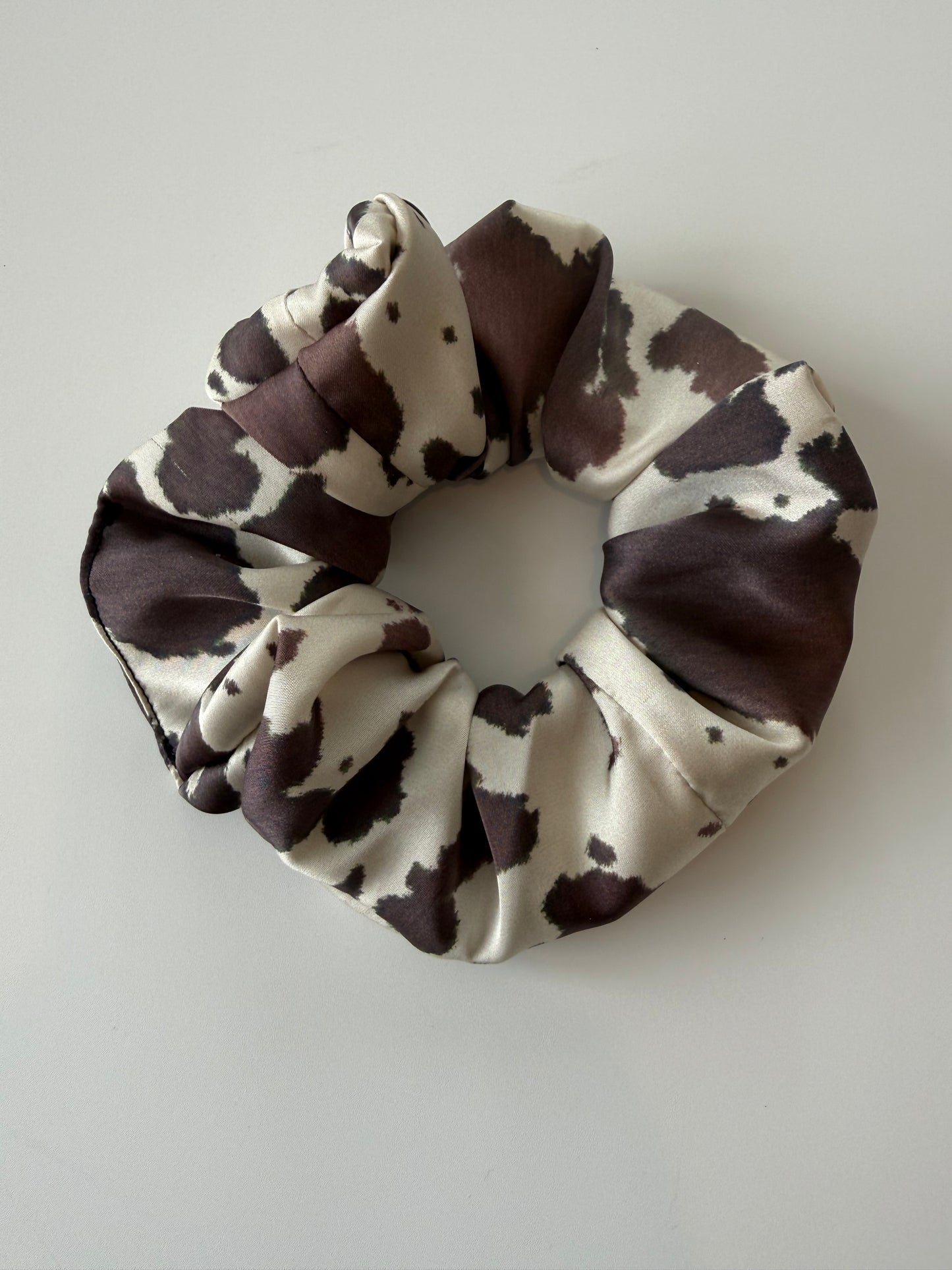 Boho Cow Print Hair Scrunchie – Handmade