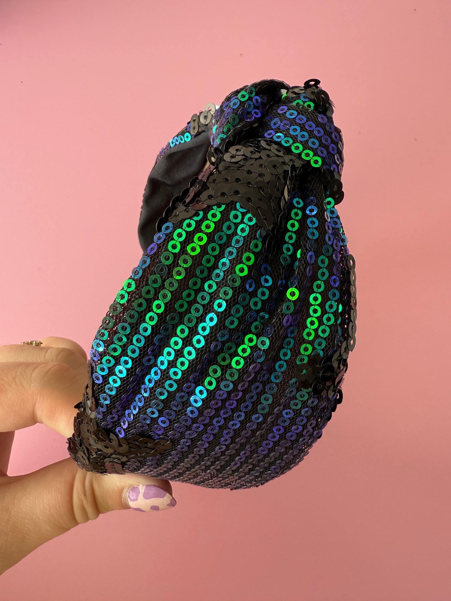 Black Star Sequin Knot Headband