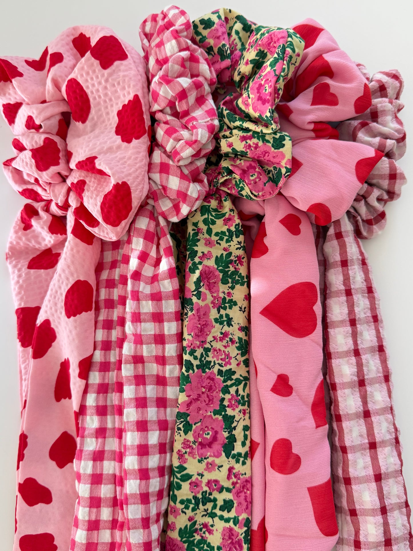 Upcycled Pink Floral Scarf Scrunchie – Handmade & One of a Kind