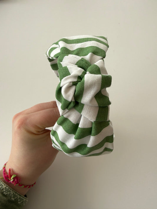 Boho Knotted Headband – Green Candy Stripe