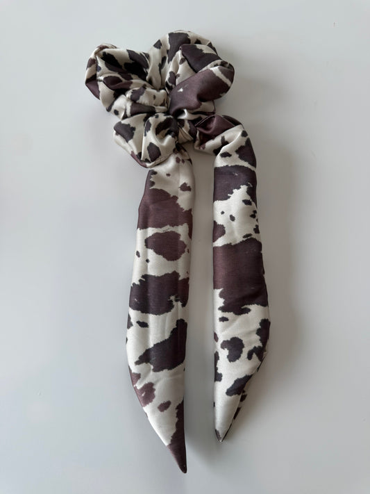 Cow Print Scarf Scrunchie – Handmade & One of a Kind