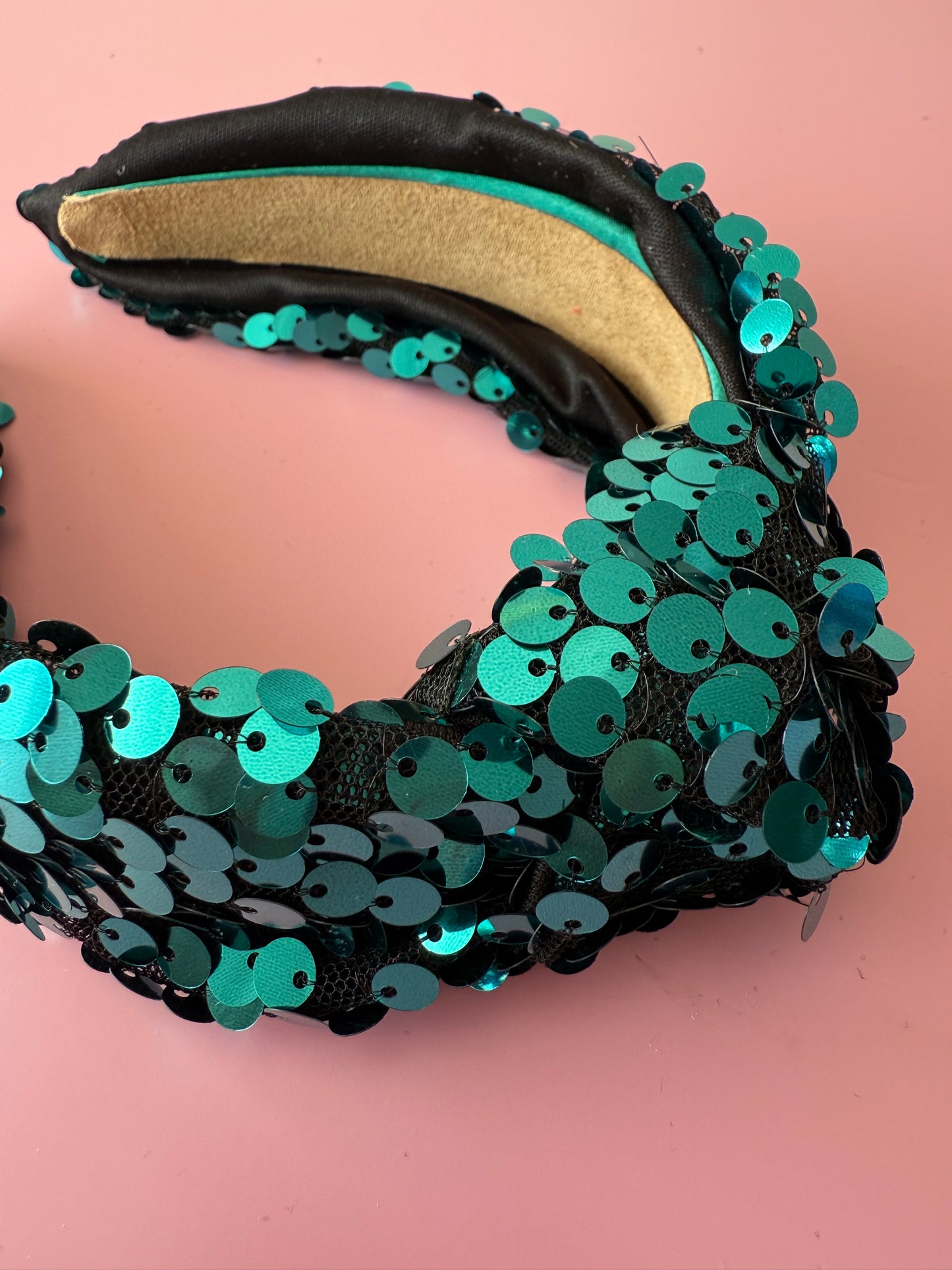 Turquoise Sequin Knot Headband