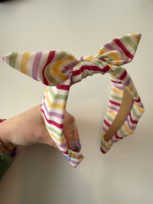 Boho Bow Headband – Multi Stripe