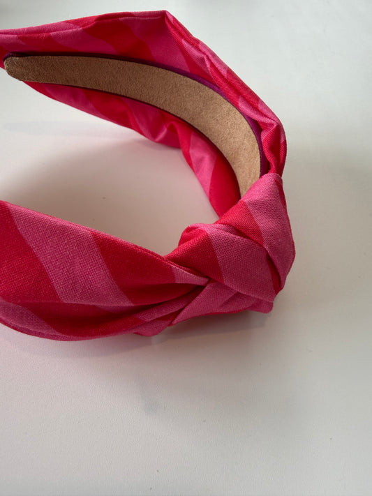 Boho Knotted Headband – Red and Pink Stripe