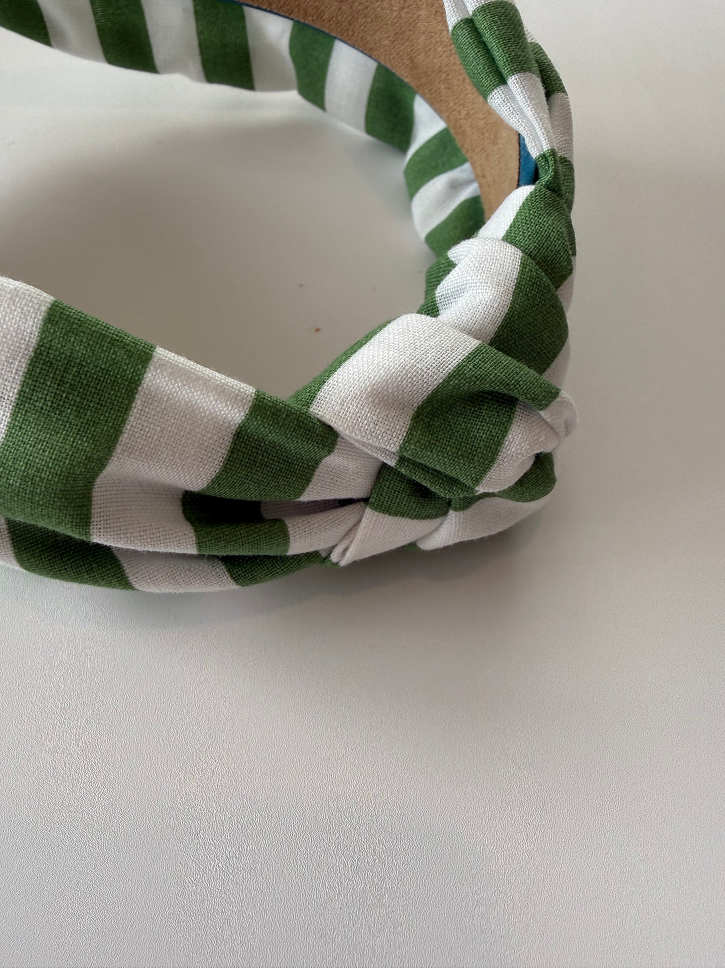 Boho Knotted Headband – Green Candy Stripe