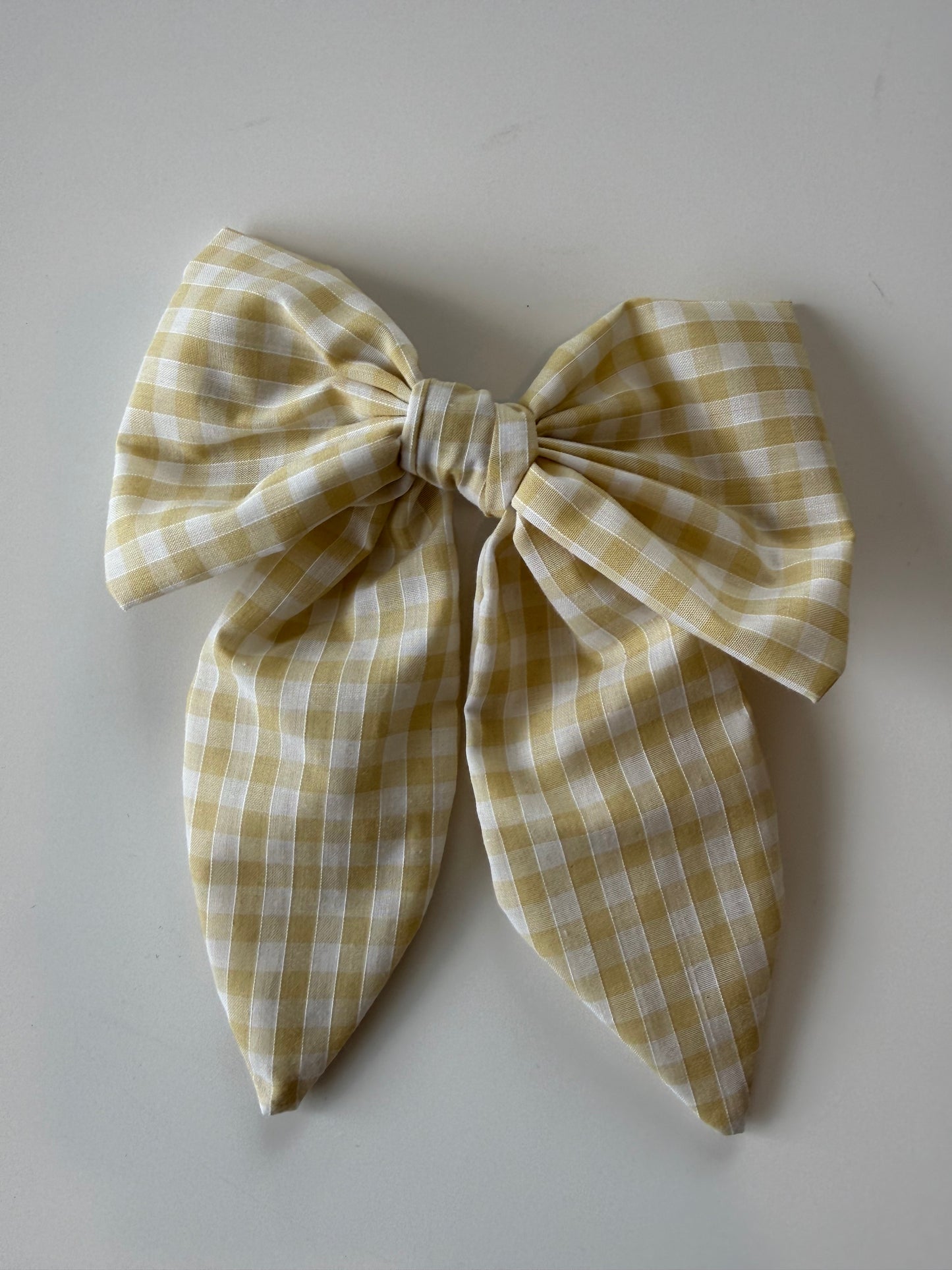 Butter Yellow Gingham Hair Bow Clip – Handmade & One of a Kind