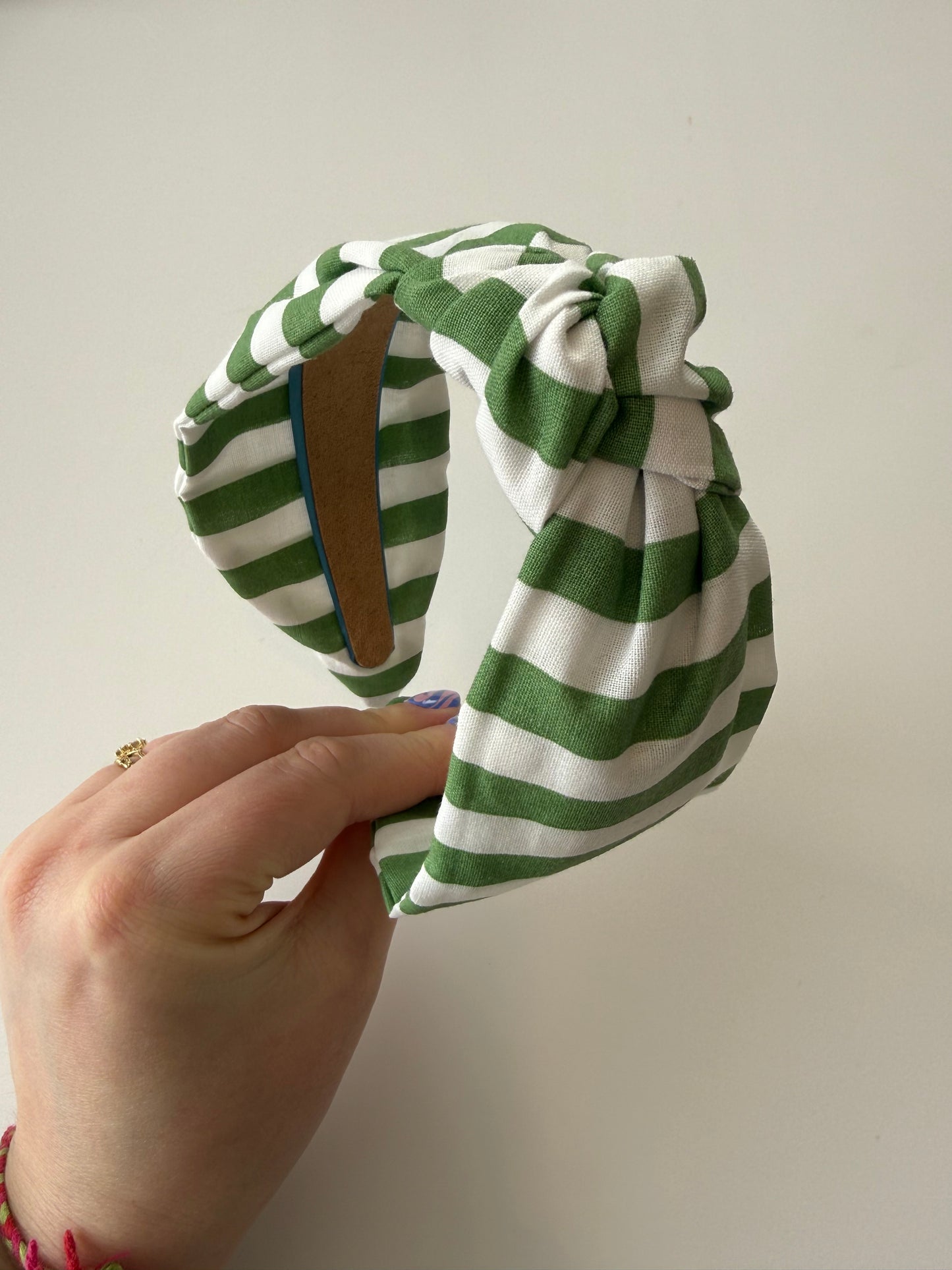 Boho Knotted Headband – Green Candy Stripe