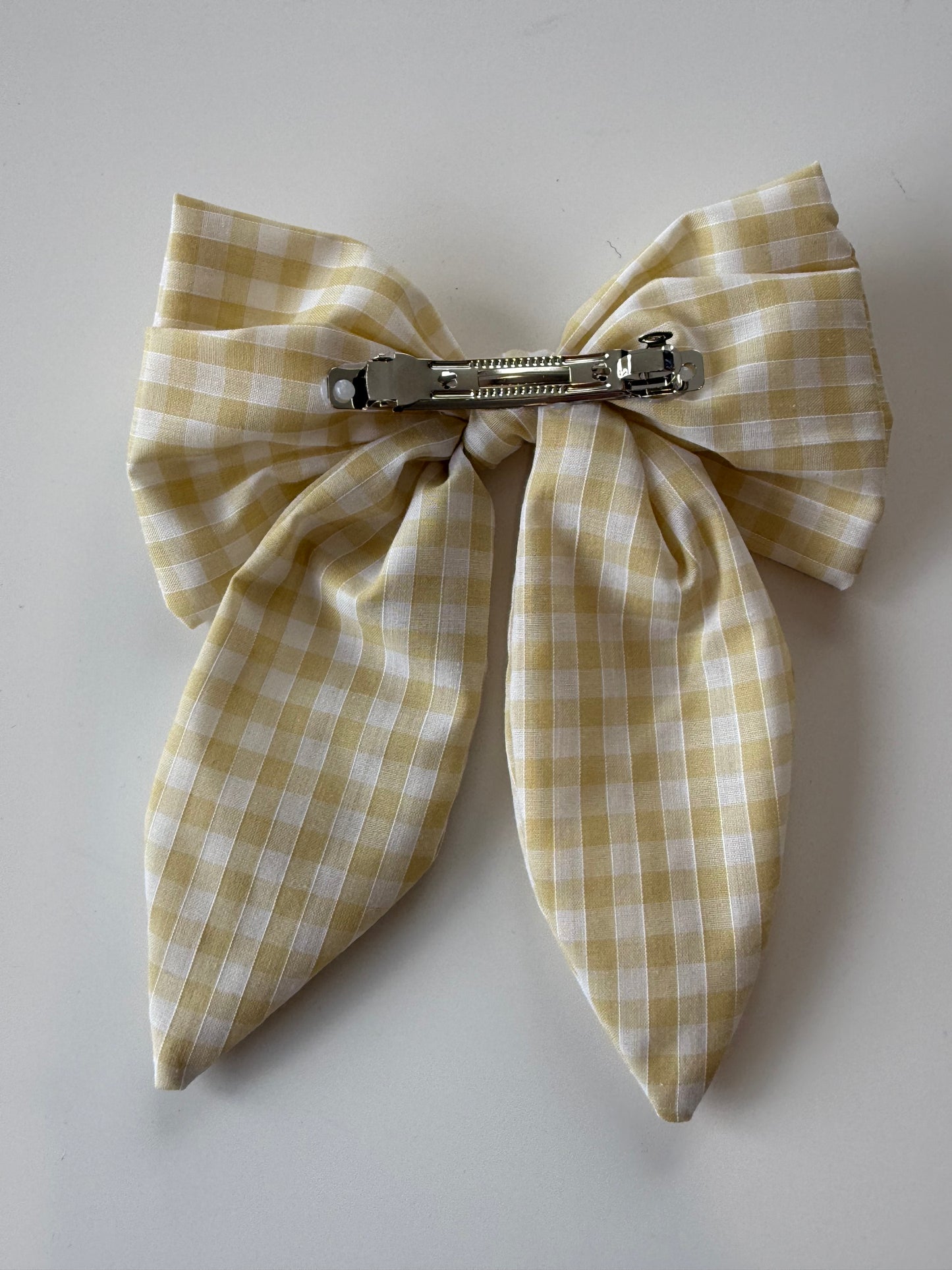 Butter Yellow Gingham Hair Bow Clip – Handmade & One of a Kind