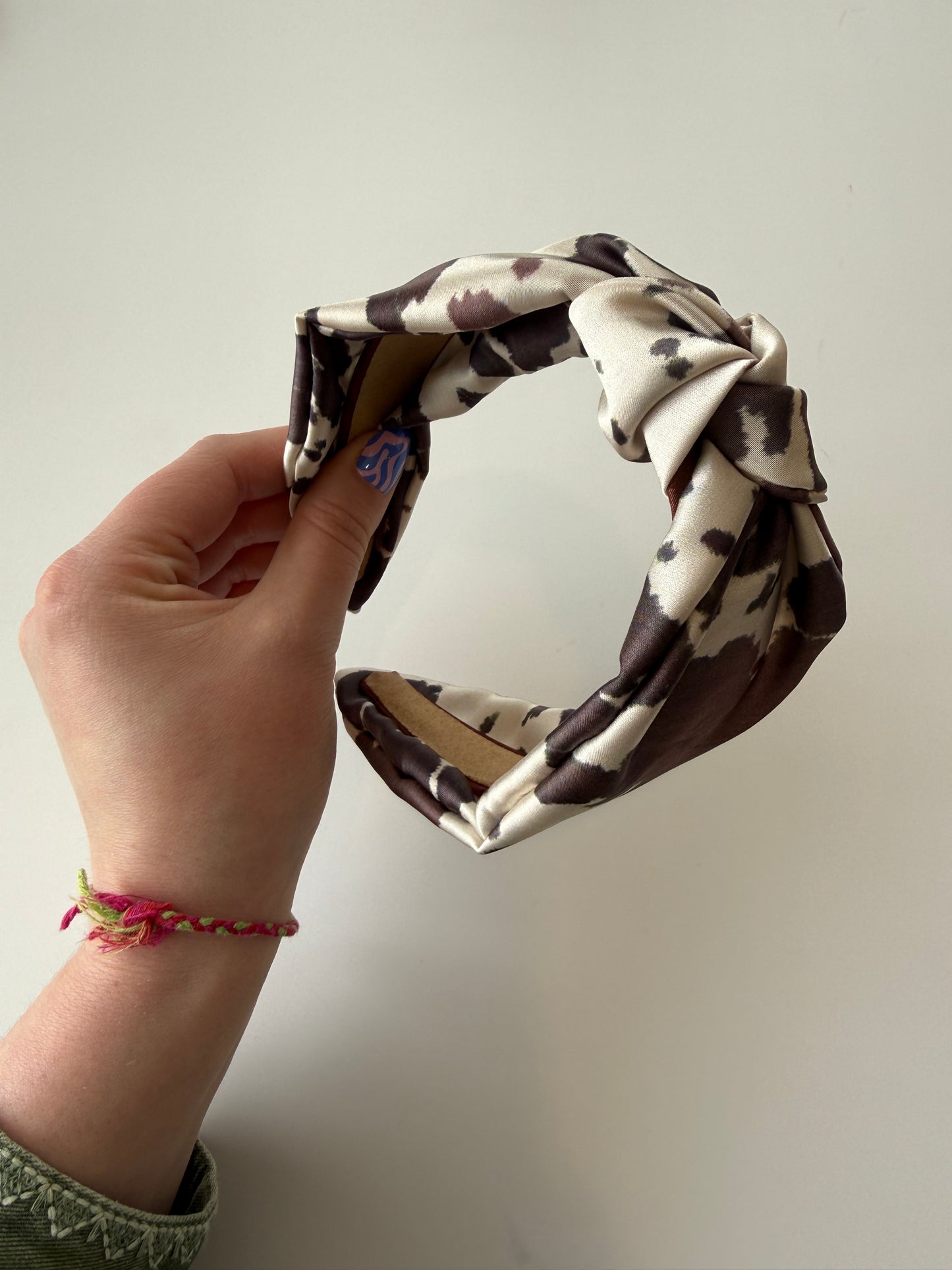 Boho Knotted Headband – Cow Print