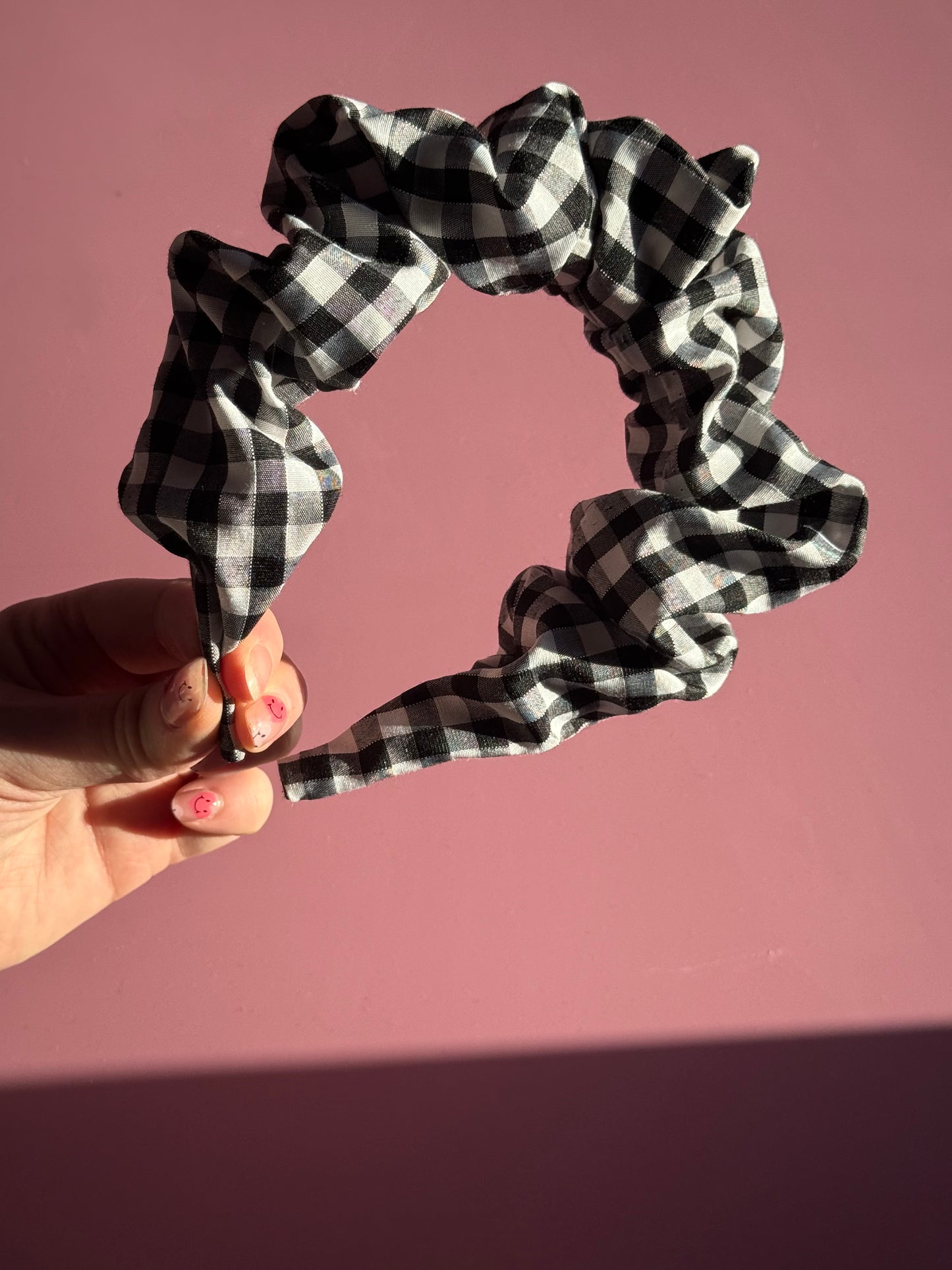 Gingham Fabric Ruffle Headband