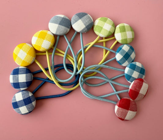 Gingham Fabric Button Bobbles