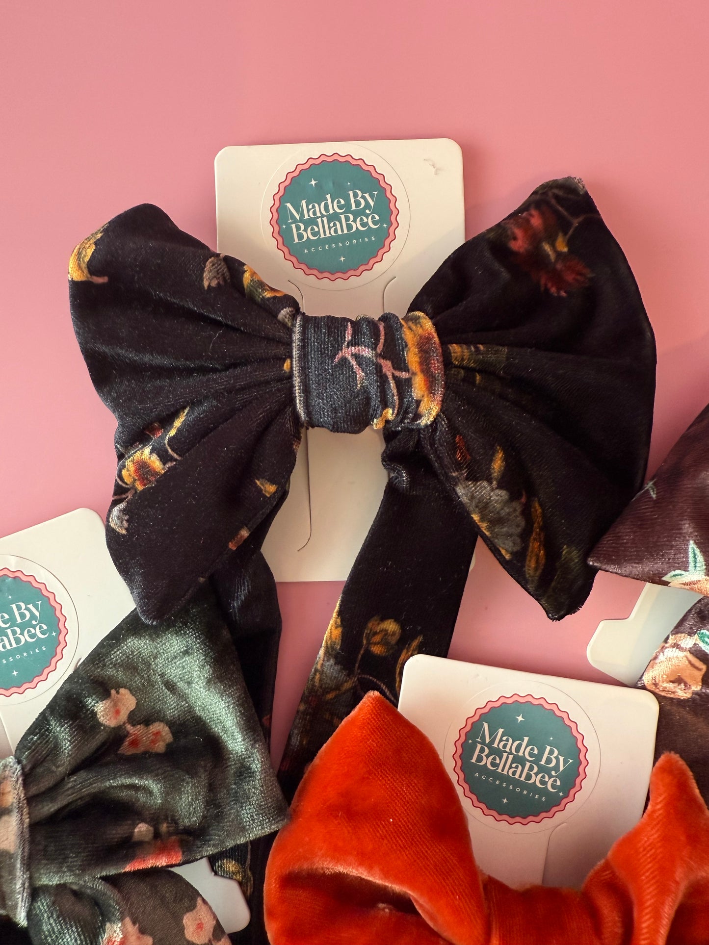 Autumn Velvet Bow Clip