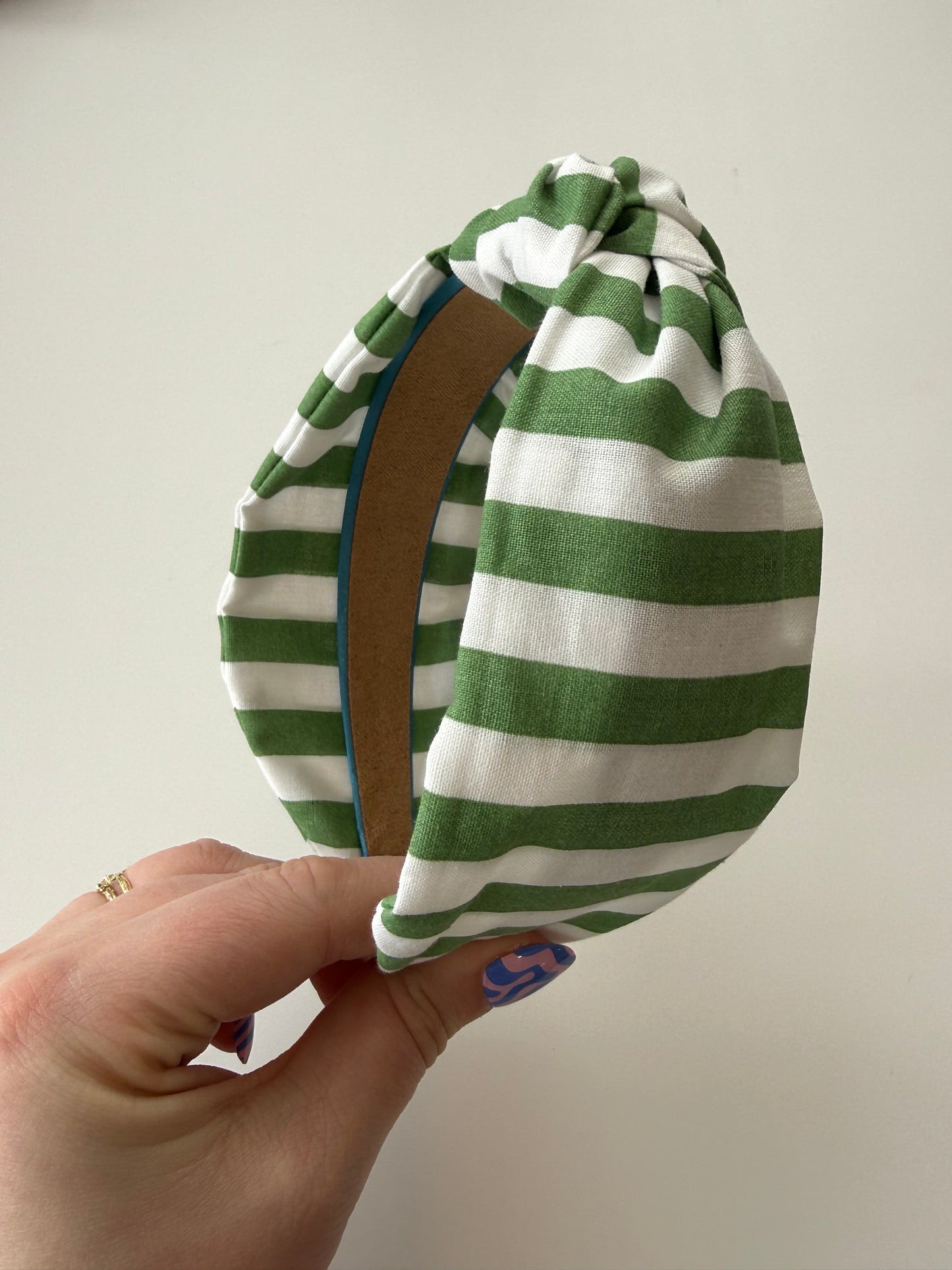 Boho Knotted Headband – Green Candy Stripe